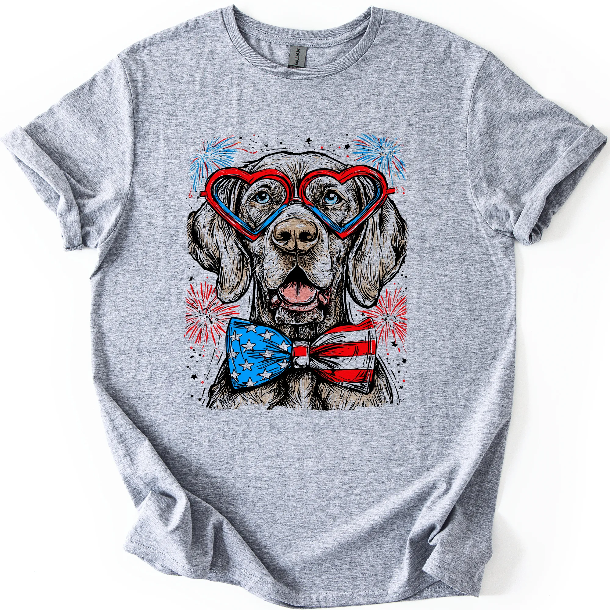 Weimaraner Patriotic Dog, USA, America, Pet Lover, 4th of July, Soft Style T-Shirt sold by Refinery Number One product image thumbnail 4