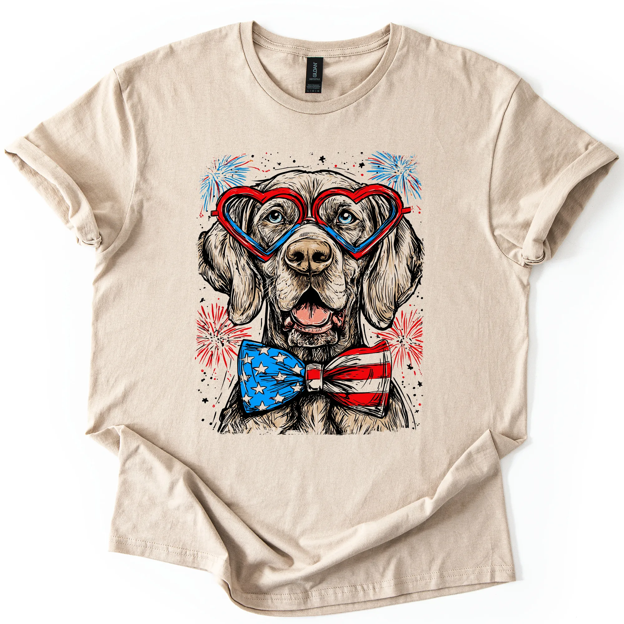Weimaraner Patriotic Dog, USA, America, Pet Lover, 4th of July, Soft Style T-Shirt sold by Refinery Number One product image thumbnail 3