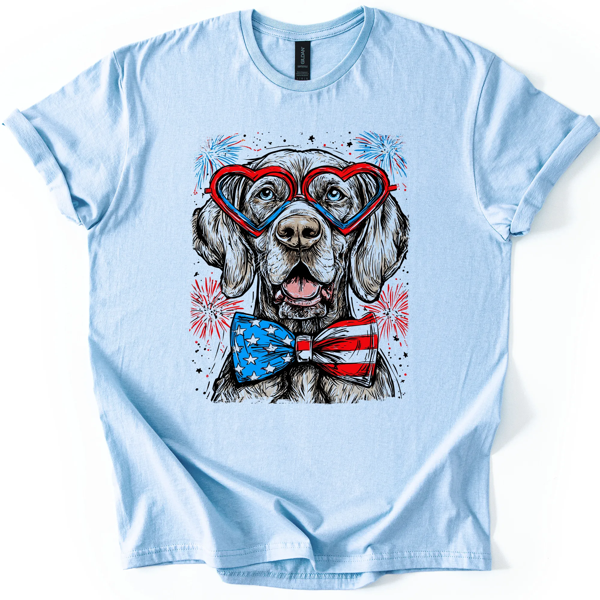 Weimaraner Patriotic Dog, USA, America, Pet Lover, 4th of July, Soft Style T-Shirt sold by Refinery Number One