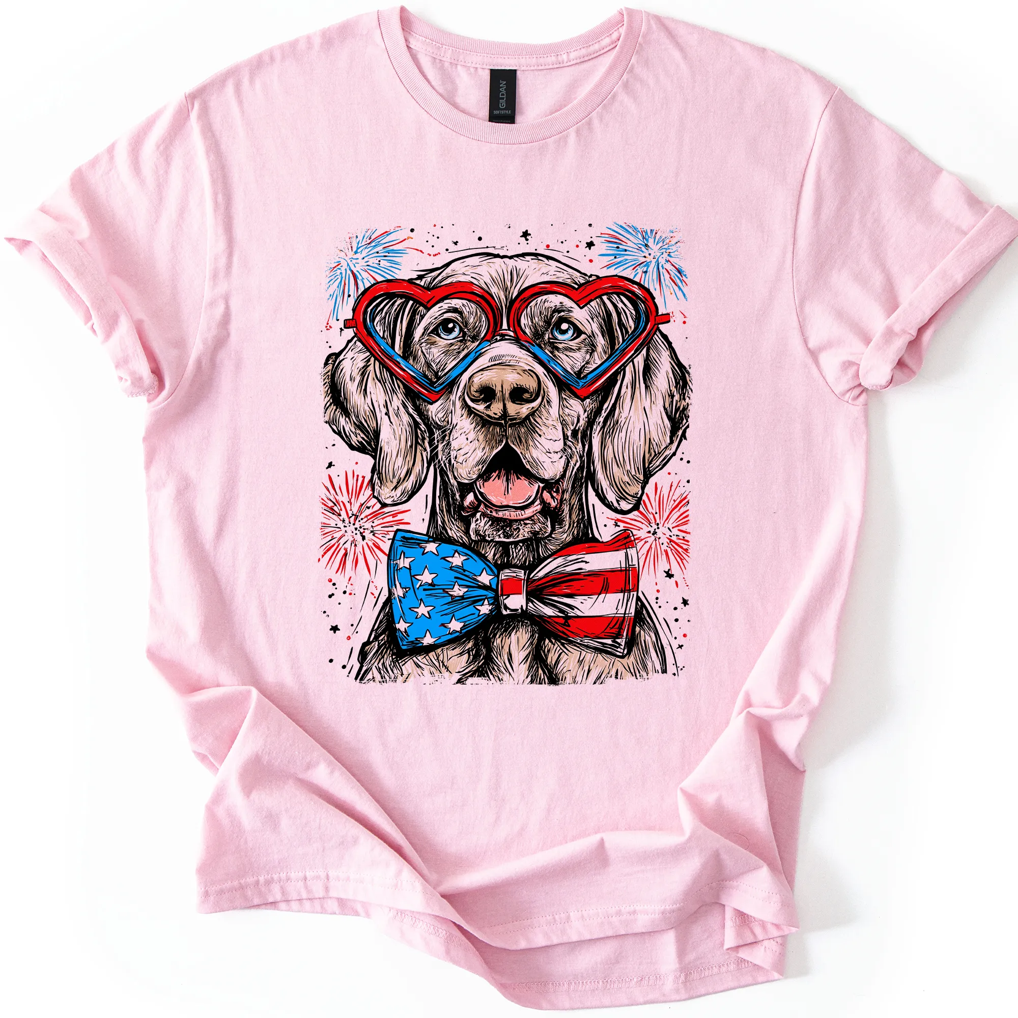 Weimaraner Patriotic Dog, USA, America, Pet Lover, 4th of July, Soft Style T-Shirt sold by Refinery Number One product image thumbnail 2
