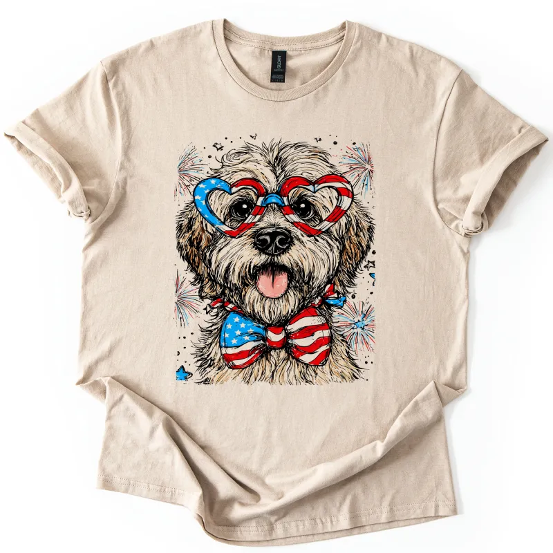 Wheaten Terrier Patriotic Dog, USA, America, Pet Lover, 4th of July, Soft Style T-Shirt sold by Refinery Number One