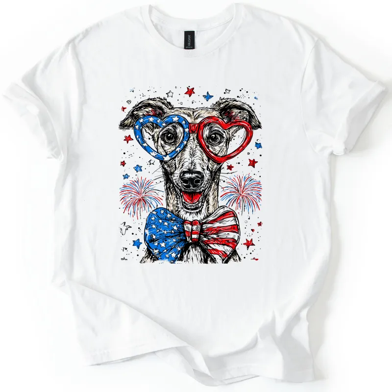 Whippet Patriotic Dog, USA, America, Pet Lover, 4th of July, Soft Style T-Shirt sold by Refinery Number One