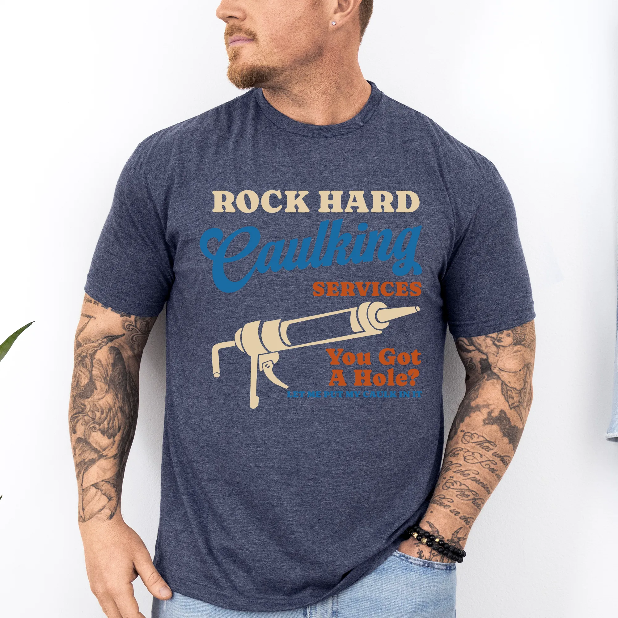 Rock Hard Caulking Services, Funny, Dirty, Father's Day, Husband, Guy Gift, Brother, Soft Style T-Shirt sold by Refinery Number One product image thumbnail 3