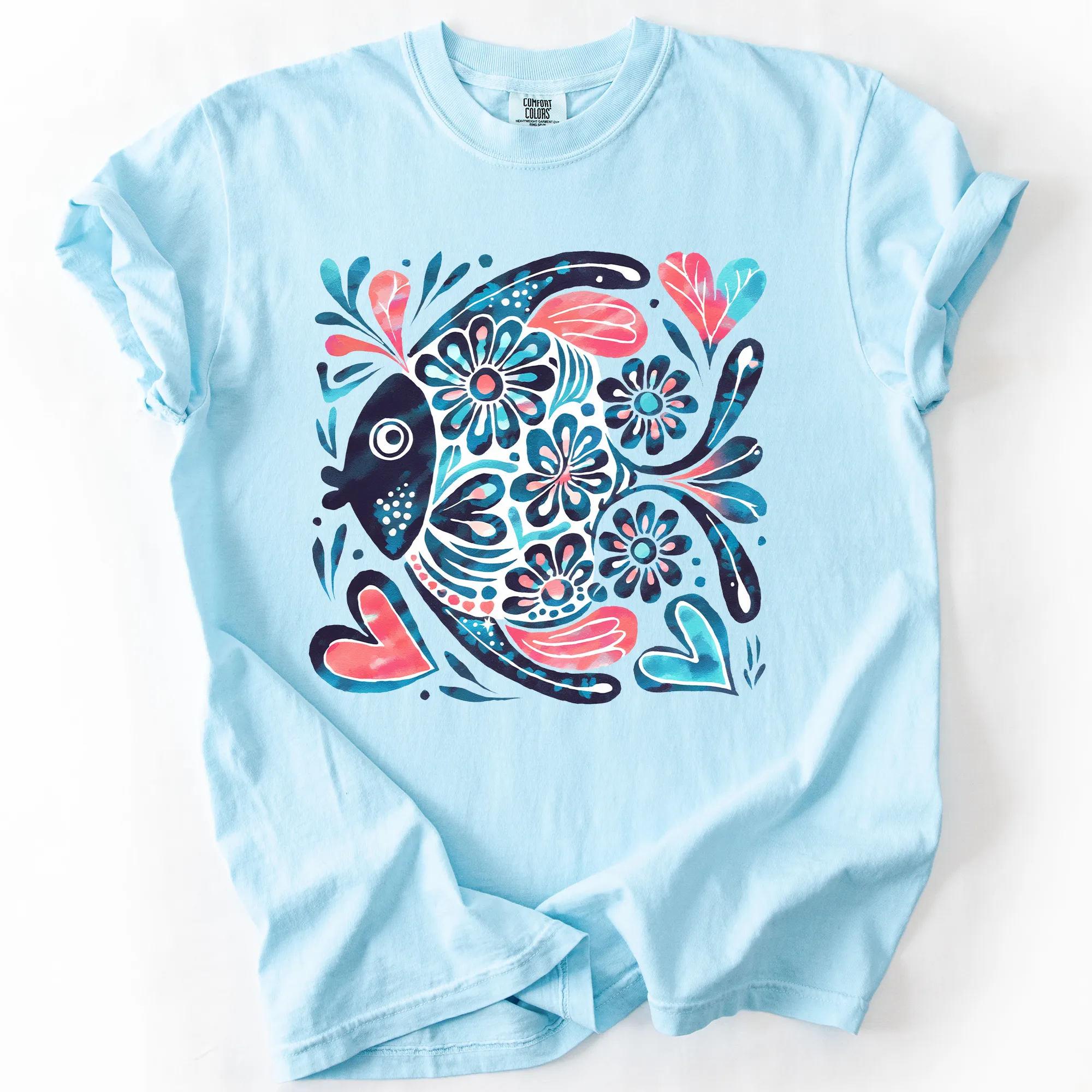 Watercolor Fish, Gorgeous, Summer, Beach, Sunshine, Comfort Colors T-Shirt sold by Refinery Number One product image thumbnail 4