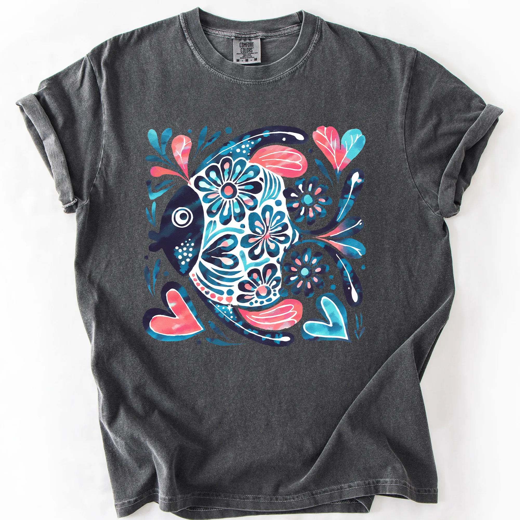 Watercolor Fish, Gorgeous, Summer, Beach, Sunshine, Comfort Colors T-Shirt sold by Refinery Number One product image thumbnail 2