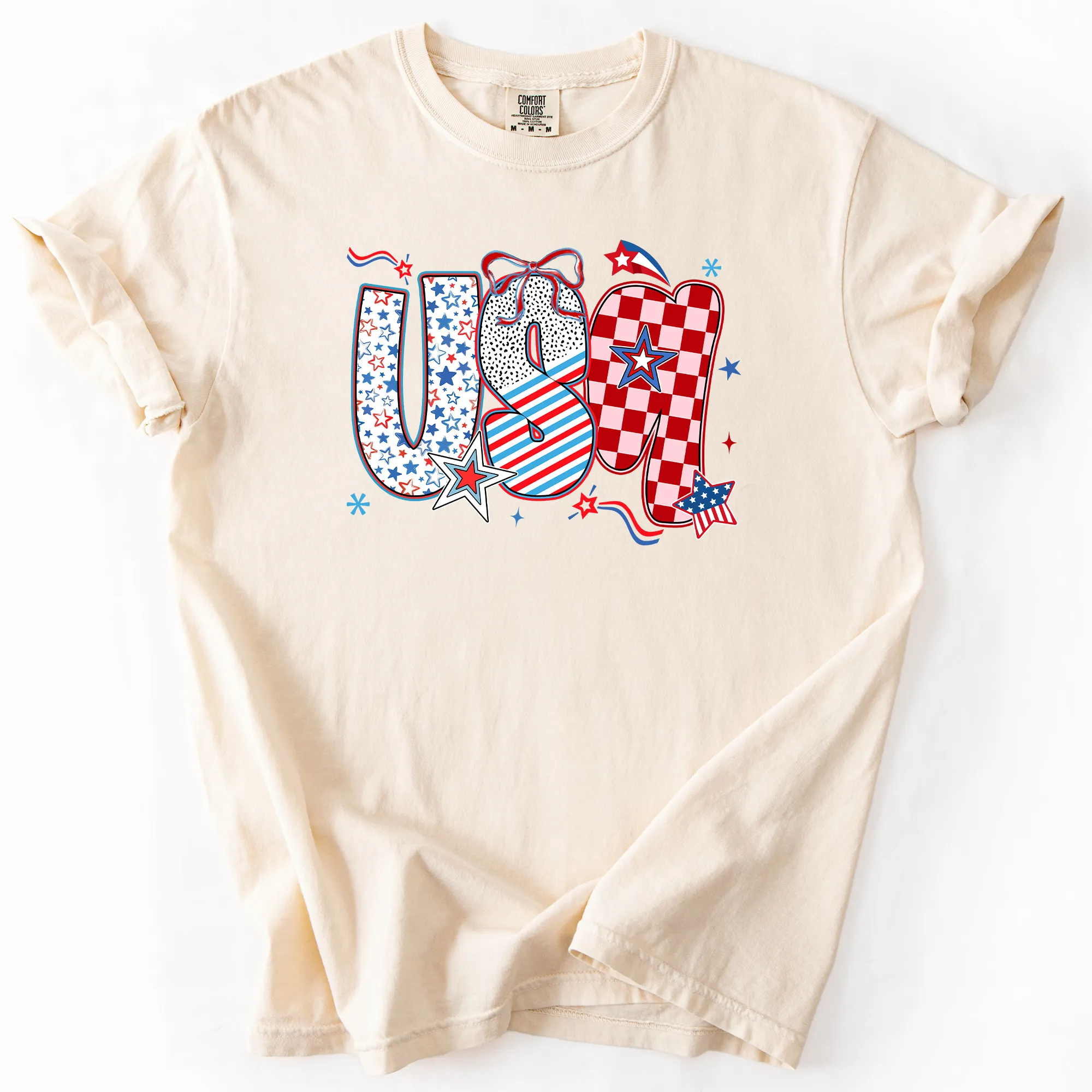 USA, Patriotic Patterns, Ribbons, Fourth of July, America, Comfort Colors T-Shirt sold by Refinery Number One product image thumbnail 4