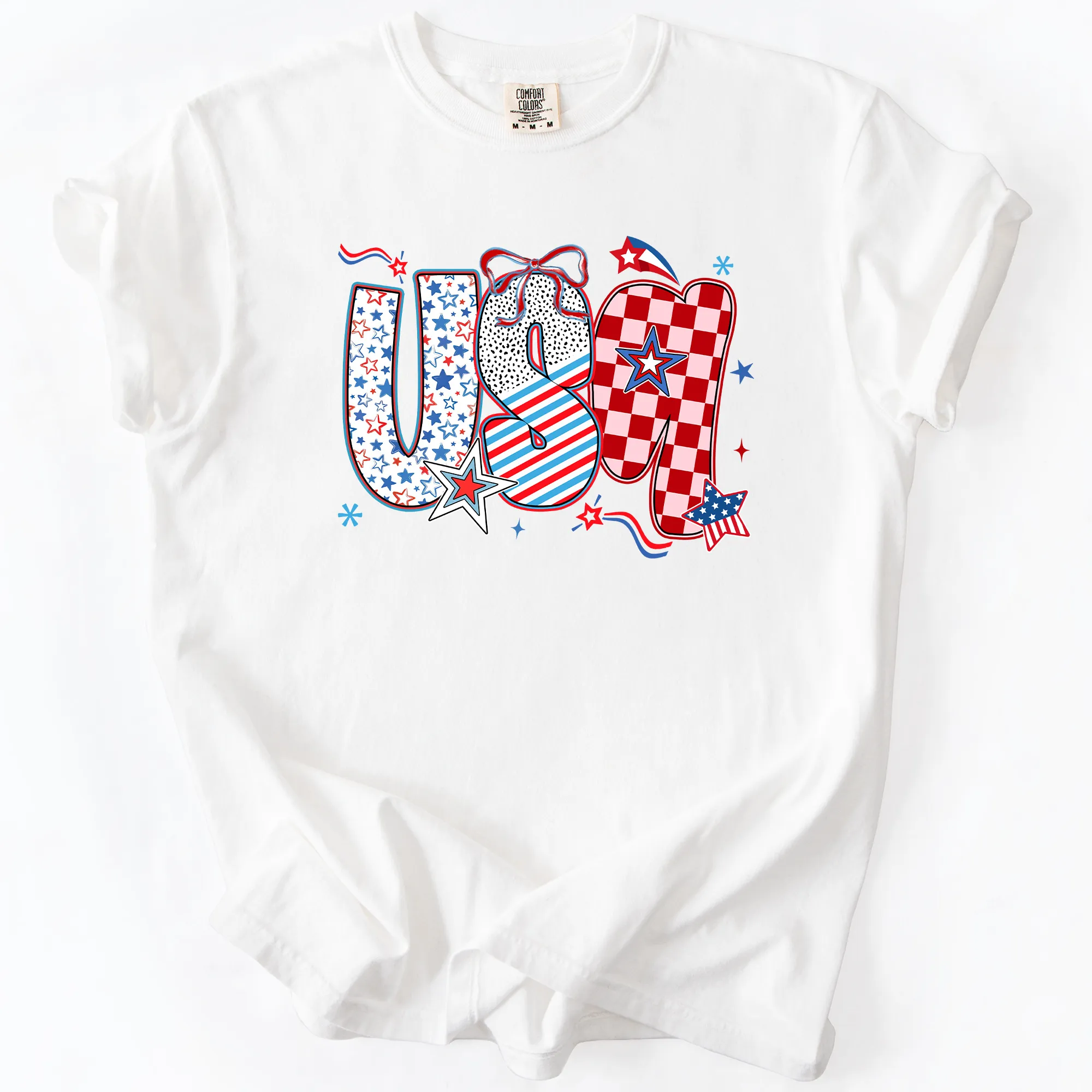 USA, Patriotic Patterns, Ribbons, Fourth of July, America, Comfort Colors T-Shirt sold by Refinery Number One product image thumbnail 2