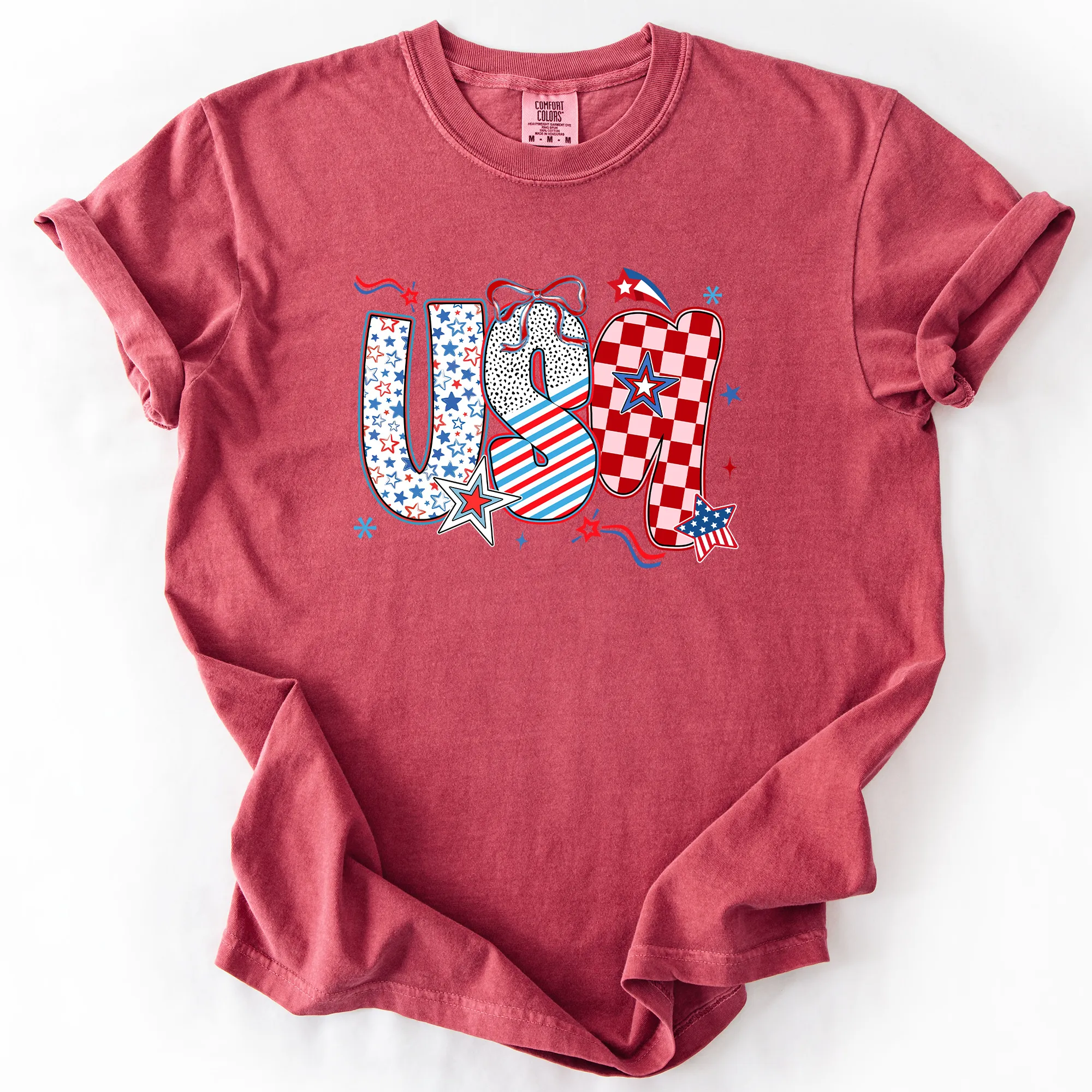 USA, Patriotic Patterns, Ribbons, Fourth of July, America, Comfort Colors T-Shirt sold by Refinery Number One product image thumbnail 5