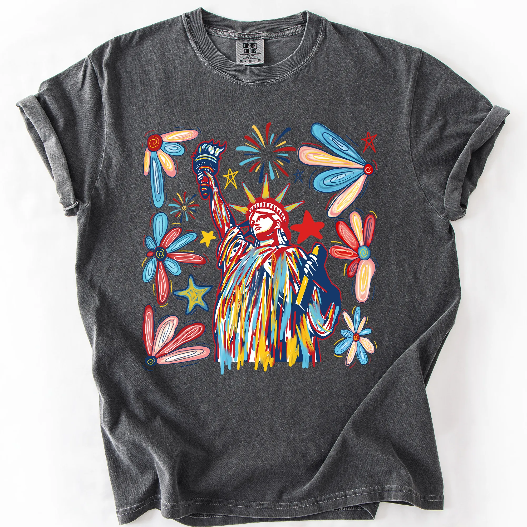Statue Of Liberty, Patriotic, USA, Colorful, America, Fourth Of July, Comfort Colors T-Shirt sold by Refinery Number One product image thumbnail 4