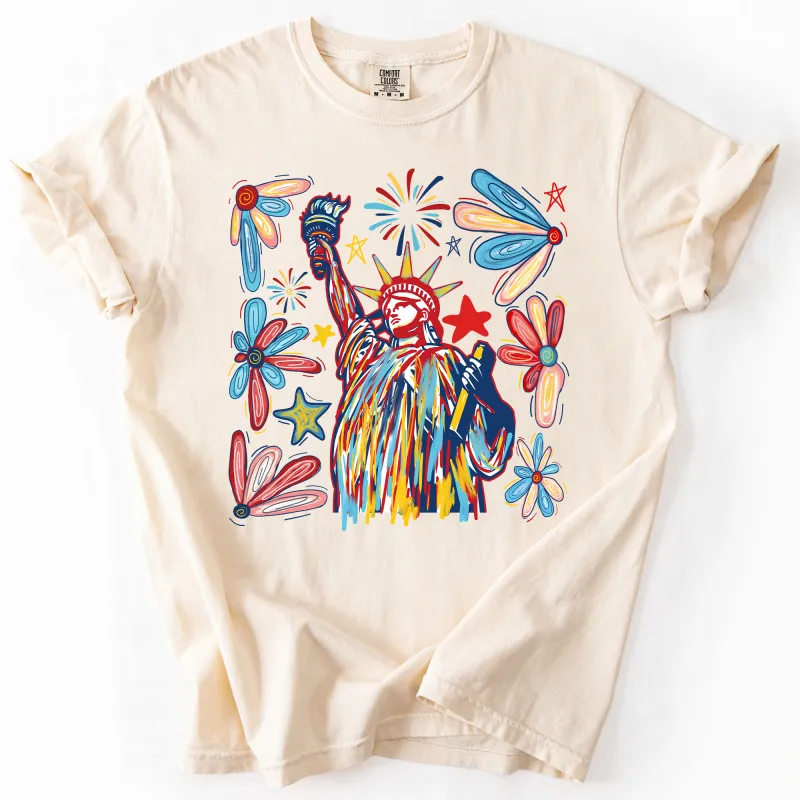 Statue Of Liberty, Patriotic, USA, Colorful, America, Fourth Of July, Comfort Colors T-Shirt made by Refinery Number One
