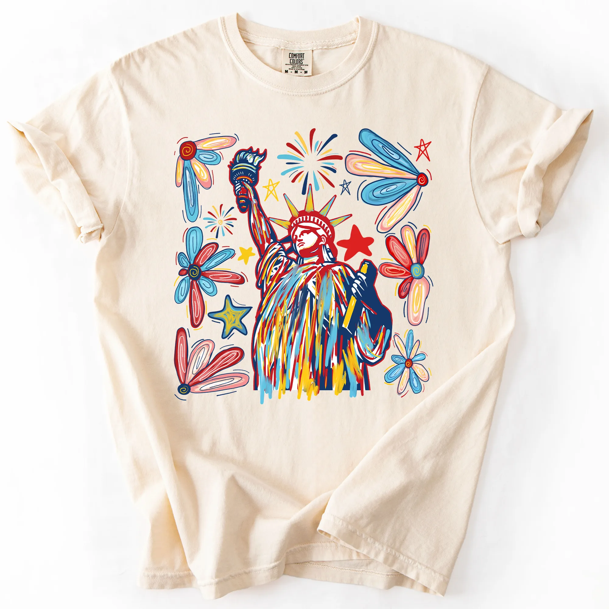 Statue Of Liberty, Patriotic, USA, Colorful, America, Fourth Of July, Comfort Colors T-Shirt sold by Refinery Number One