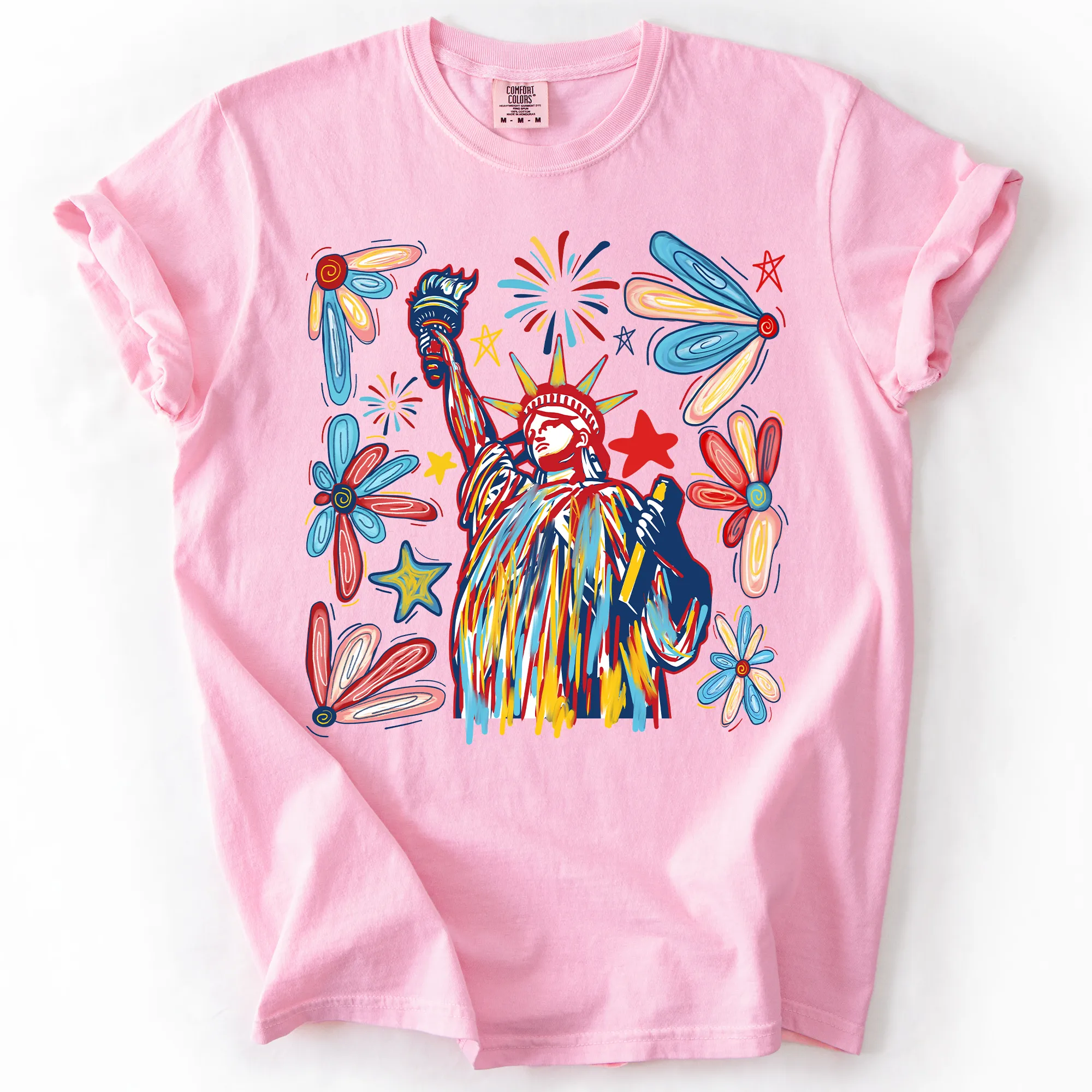 Statue Of Liberty, Patriotic, USA, Colorful, America, Fourth Of July, Comfort Colors T-Shirt sold by Refinery Number One product image thumbnail 5
