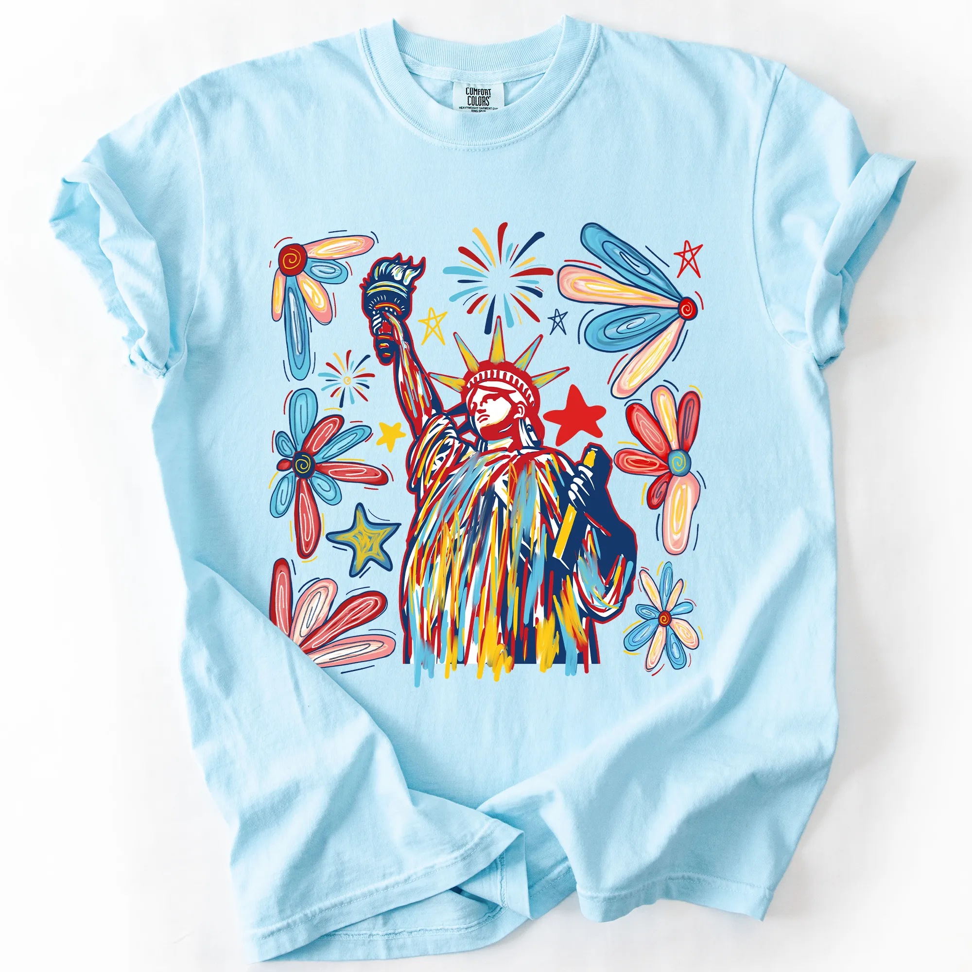 Statue Of Liberty, Patriotic, USA, Colorful, America, Fourth Of July, Comfort Colors T-Shirt sold by Refinery Number One product image thumbnail 2