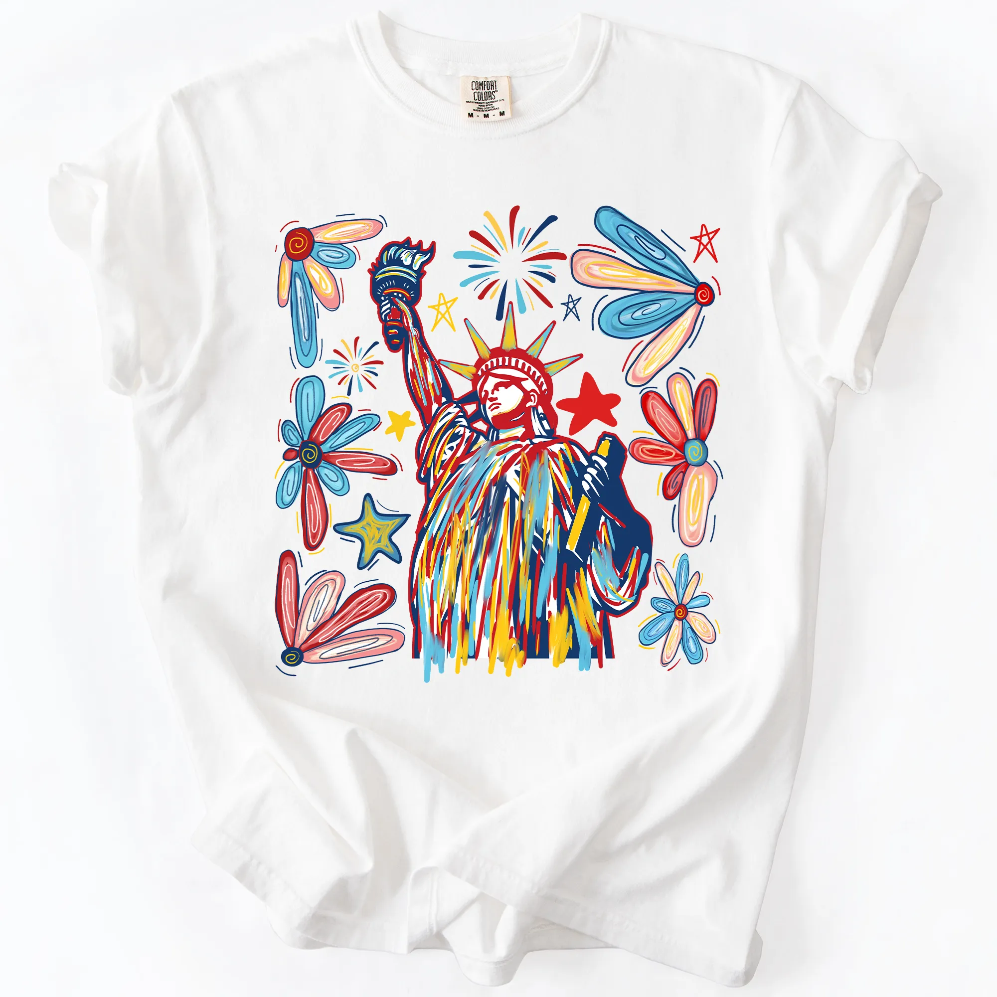 Statue Of Liberty, Patriotic, USA, Colorful, America, Fourth Of July, Comfort Colors T-Shirt sold by Refinery Number One product image thumbnail 3