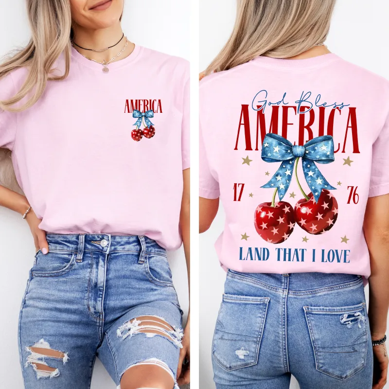 God Bless America, Patriotic, Cherries, USA, Fourth Of July, Comfort Colors T-Shirt sold by Refinery Number One