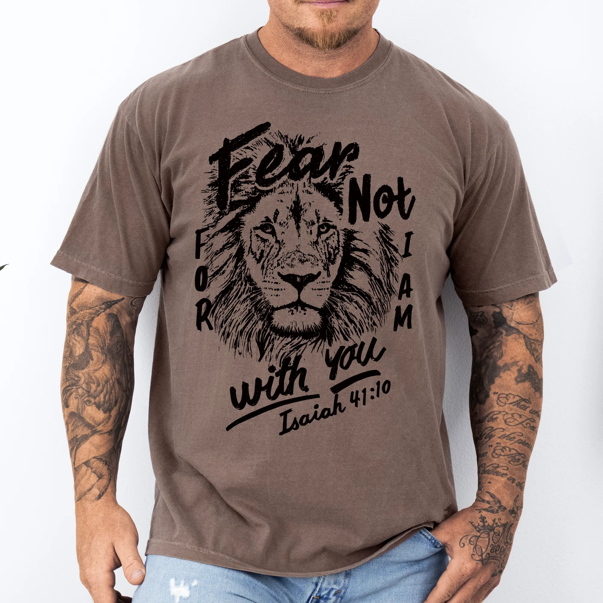 Fear Not, For I Am With You, Lion Bible Verse Faith Motto Inspirational Comfort Colors Tee sold by Refinery Number One product image thumbnail 2