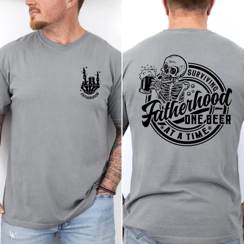 Fatherhood, One Beer At A Time, Skeleton, Funny, Brother, Father's Day, Husband, Guy Gift, Comfort Colors T-Shirt sold by Refinery Number One