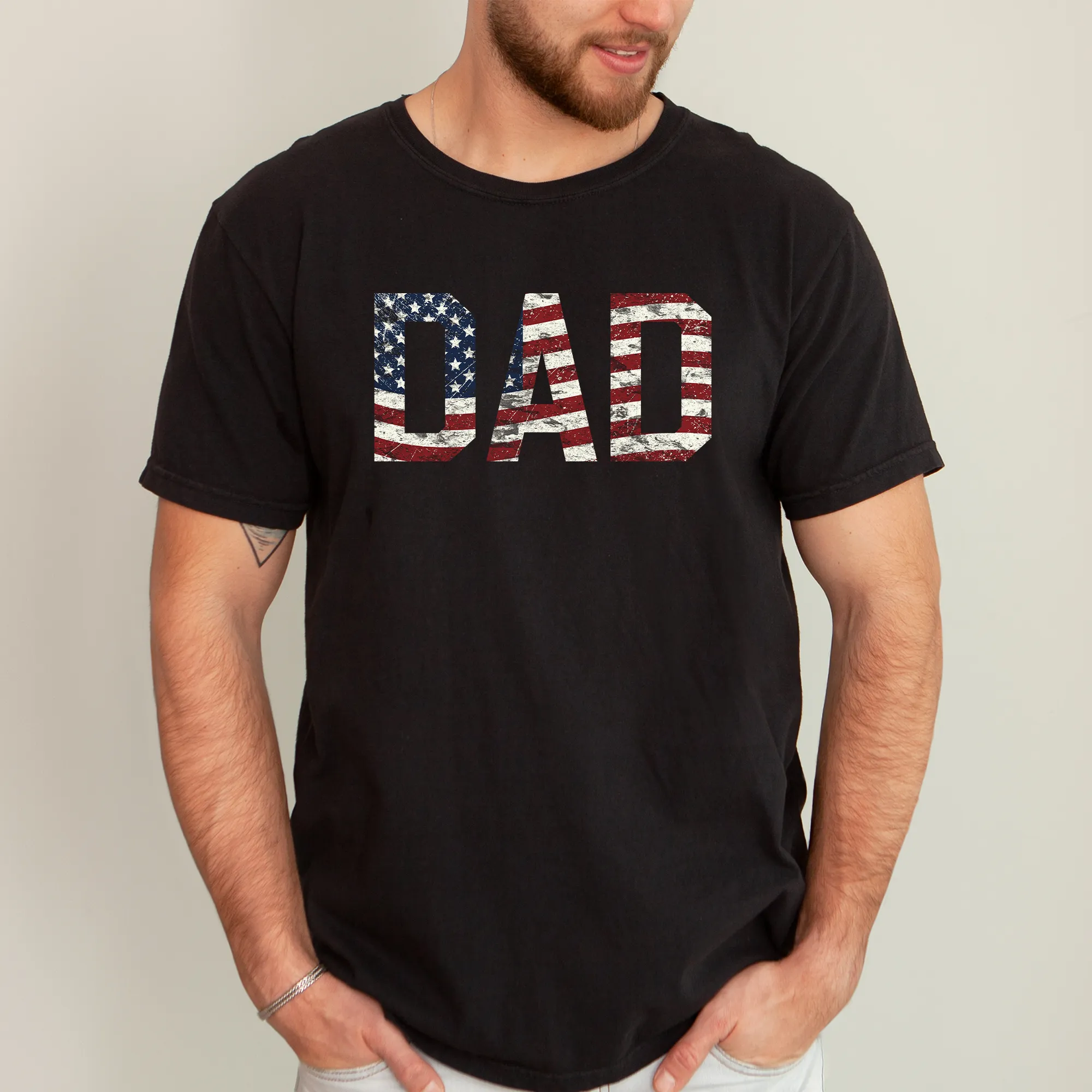 Dad, Patriotic, American Flag, Stars Stripes, Father's Day, Fourth of July, USA, Comfort Colors T-Shirt sold by Refinery Number One product image thumbnail 3