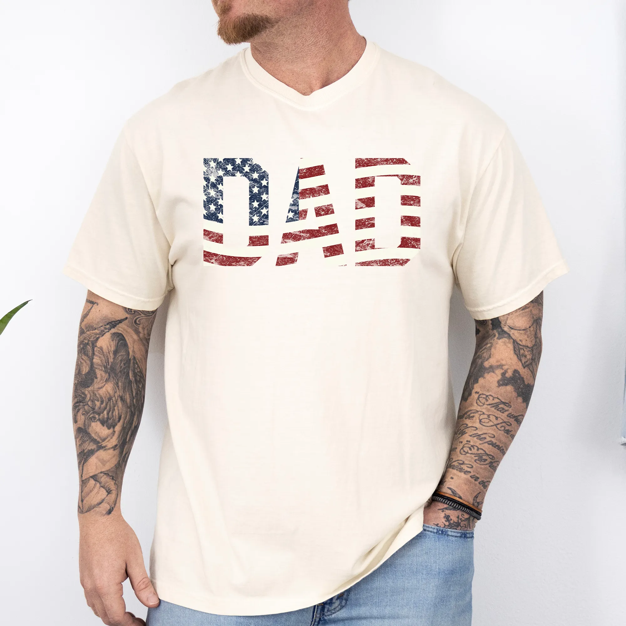 Dad, Patriotic, American Flag, Stars Stripes, Father's Day, Fourth of July, USA, Comfort Colors T-Shirt sold by Refinery Number One product image thumbnail 5