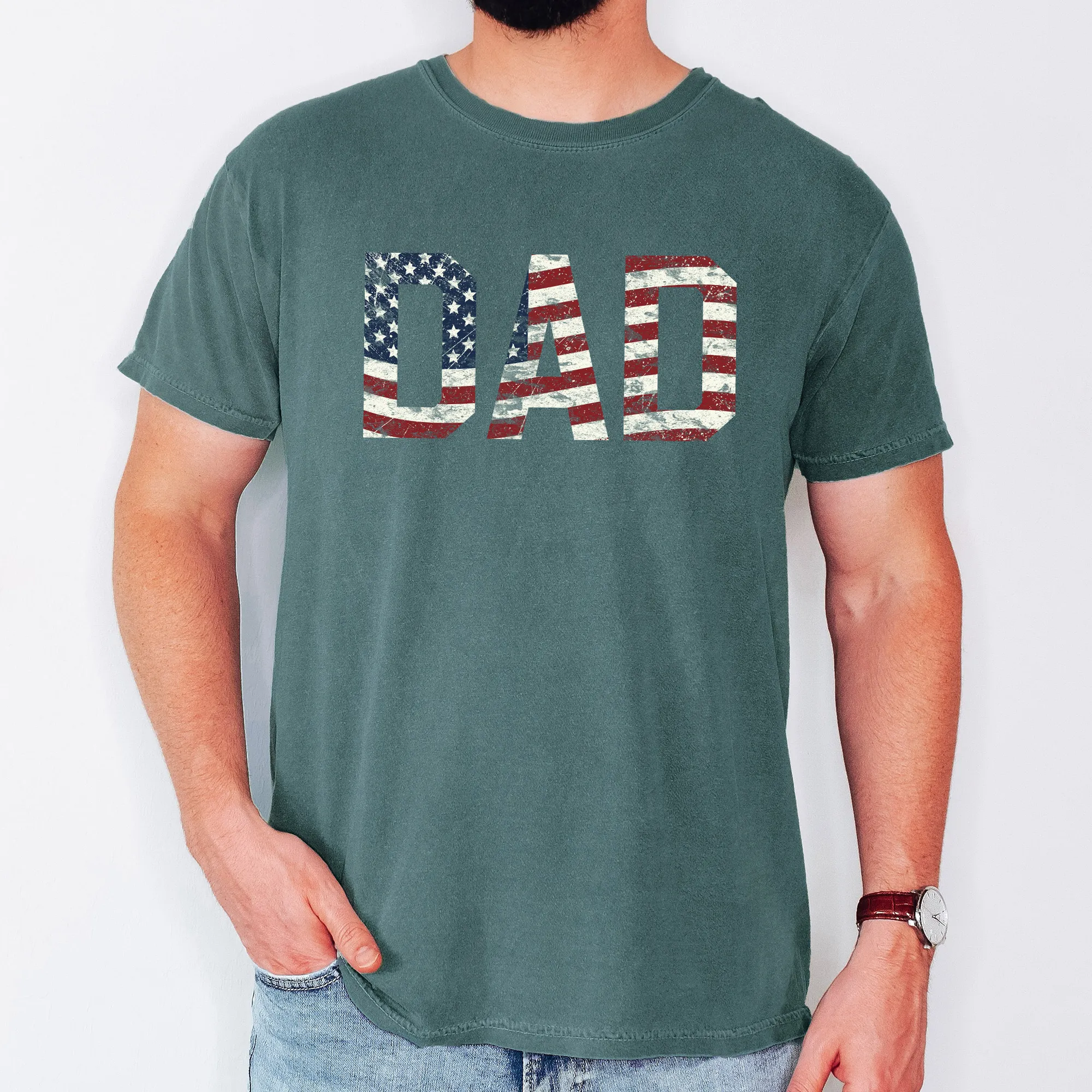 Dad, Patriotic, American Flag, Stars Stripes, Father's Day, Fourth of July, USA, Comfort Colors T-Shirt sold by Refinery Number One product image thumbnail 2