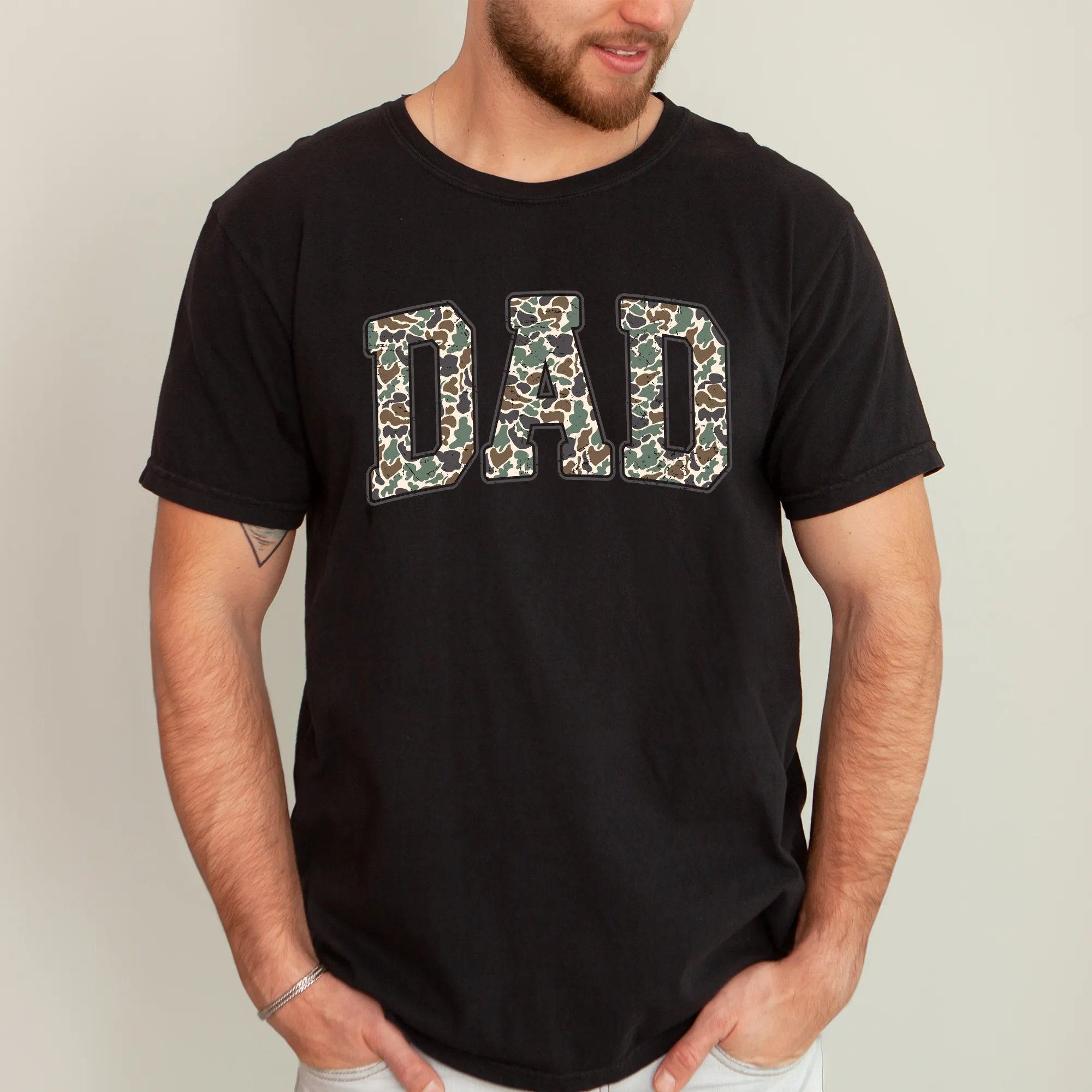Dad's Camo Classic Old School Camouflage Outdoorsman Tribute For Fathers Husbands Brothers And Dads Comfort Colors Tee sold by Refinery Number One product image thumbnail 3