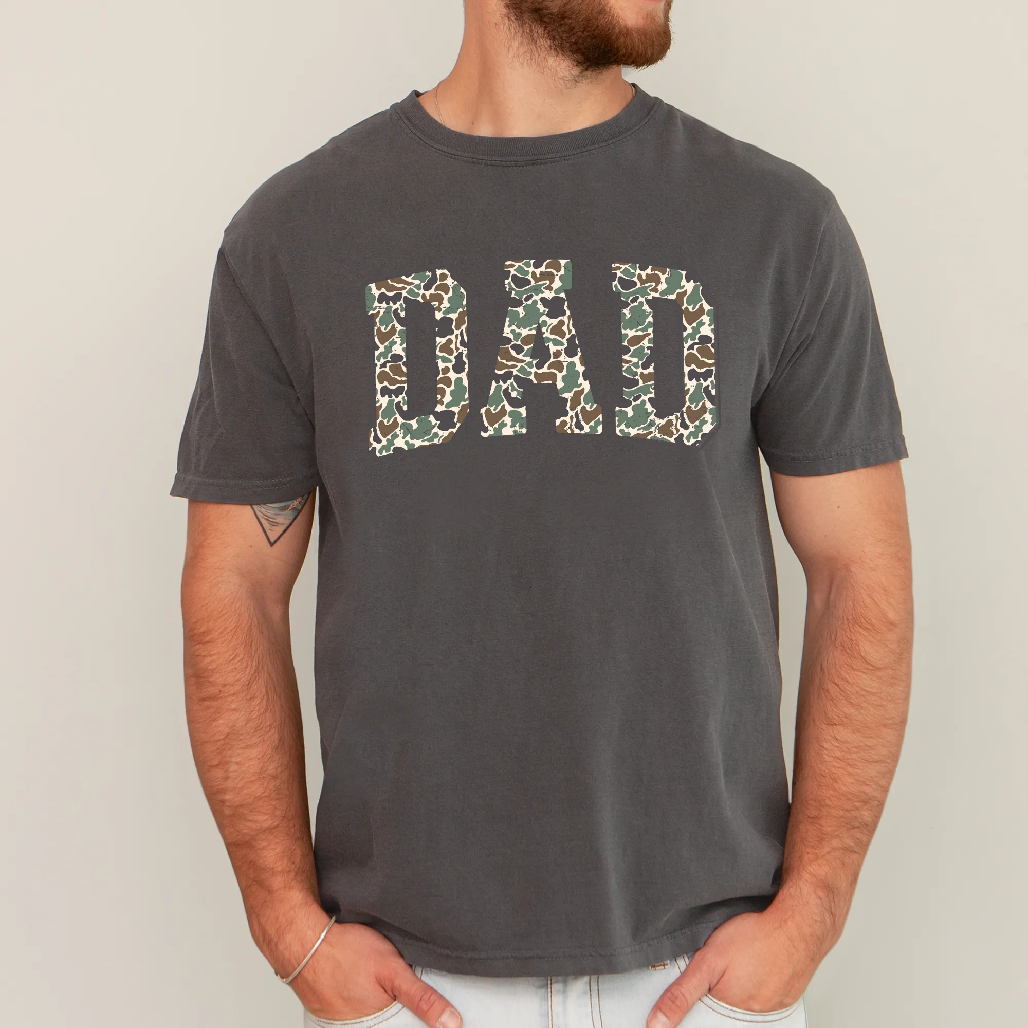 Dad's Camo Classic Old School Camouflage Outdoorsman Tribute For Fathers Husbands Brothers And Dads Comfort Colors Tee sold by Refinery Number One