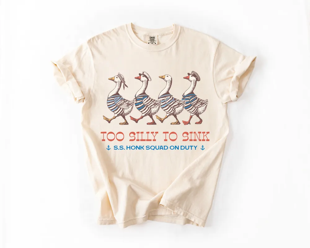 Too Silly To Sink, Goose, Funny, Beach, Summer, Travel, Vacation, Holiday, Sun, Comfort Colors T-Shirt sold by Refinery Number One