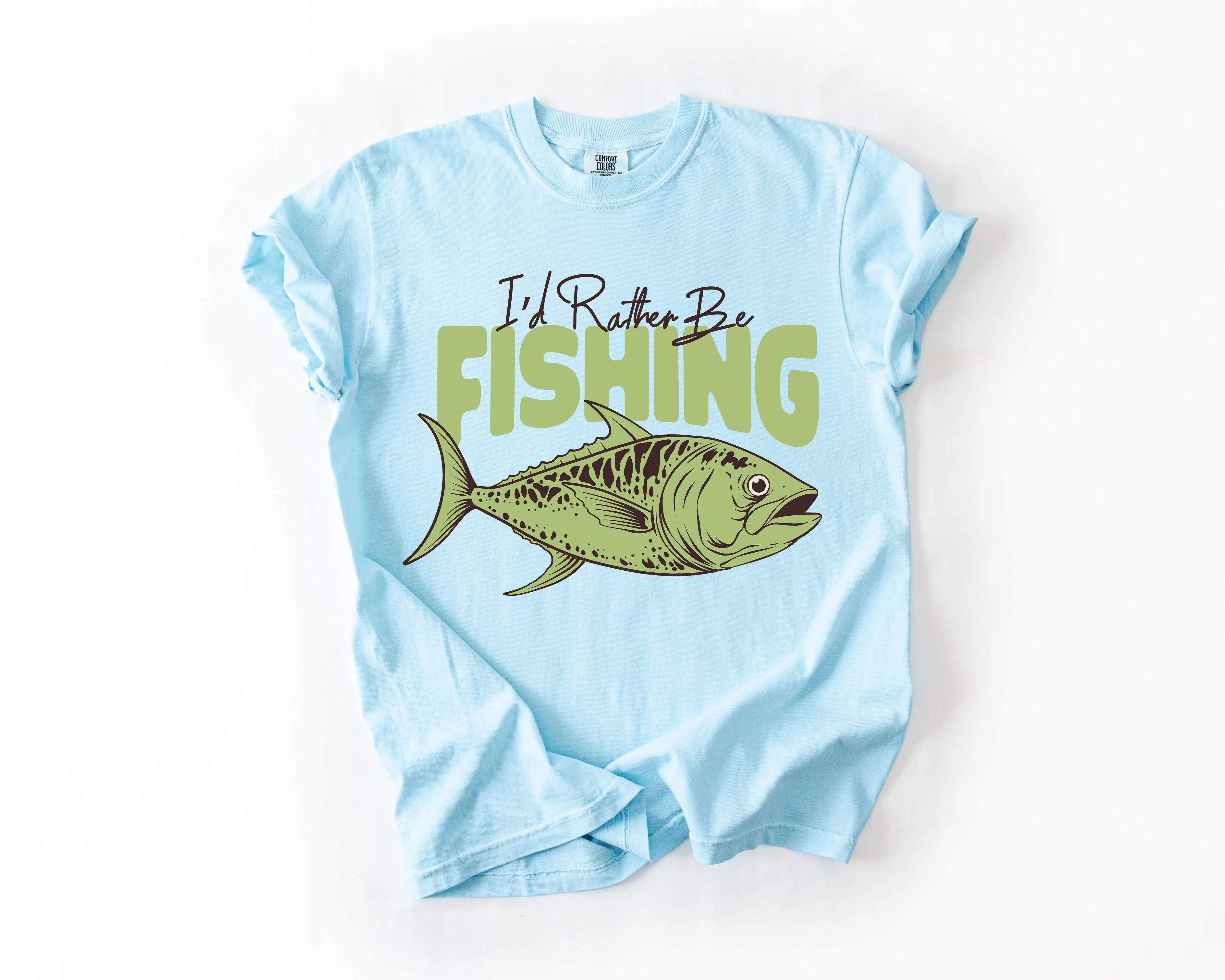 I'd Rather Be Fishing, Boat, Lake Life, Sea Life, Camping, Outdoor, Nature, Travel, Comfort Colors T-Shirt sold by Refinery Number One product image thumbnail 4
