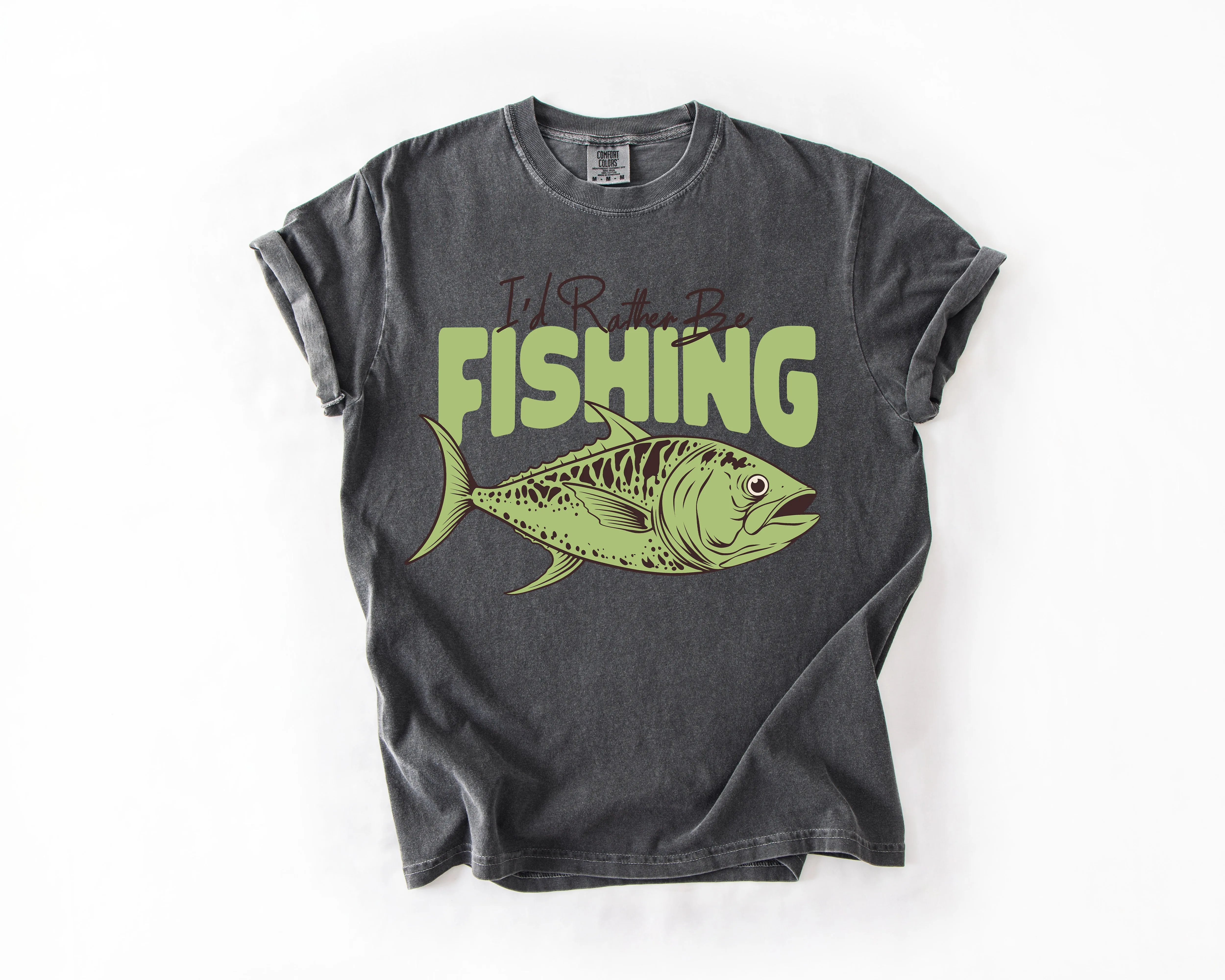 I'd Rather Be Fishing, Boat, Lake Life, Sea Life, Camping, Outdoor, Nature, Travel, Comfort Colors T-Shirt sold by Refinery Number One product image thumbnail 2