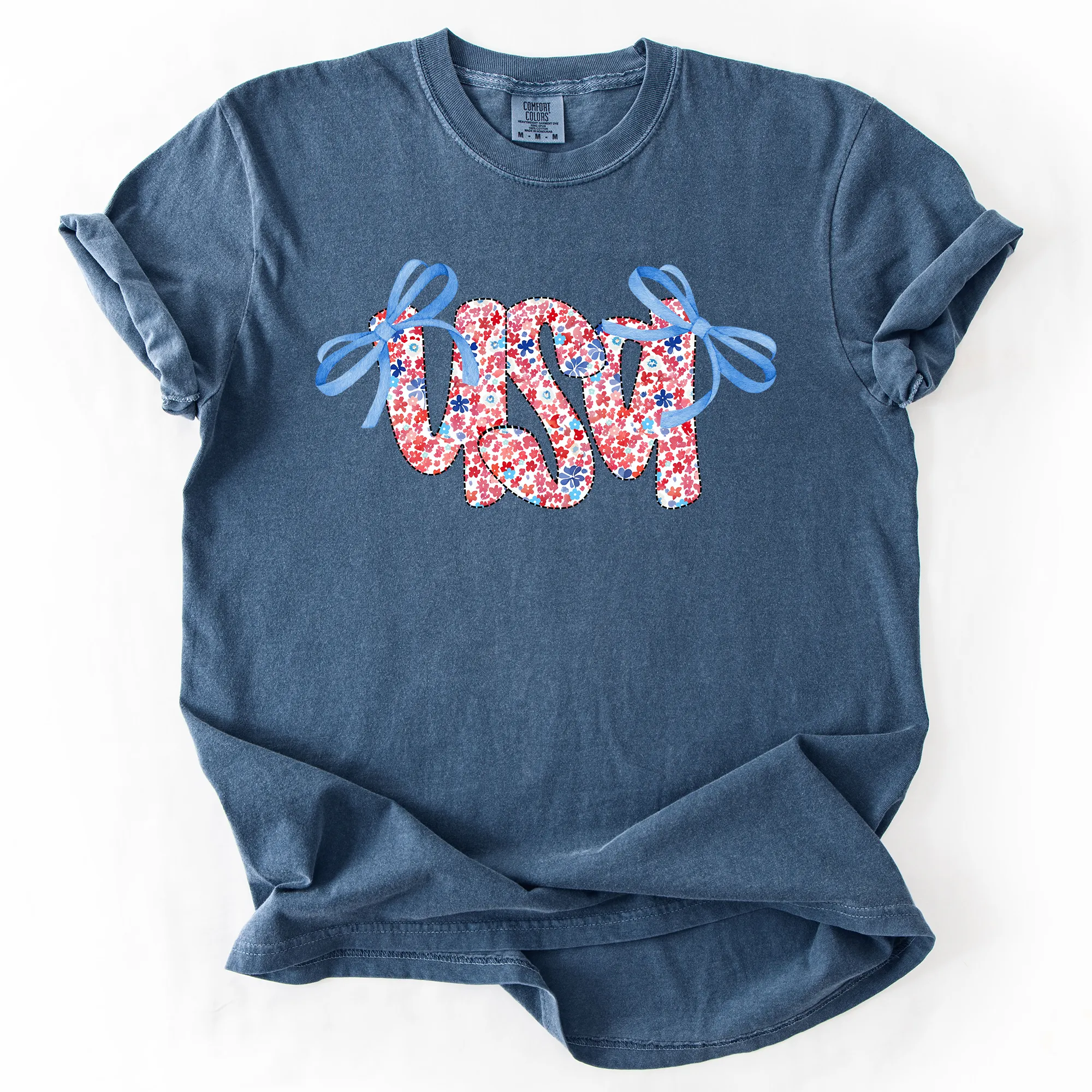 USA Ribbons, Coquette, Fourth of July, America, Patriotic, USA, Comfort Colors T-Shirt sold by Refinery Number One