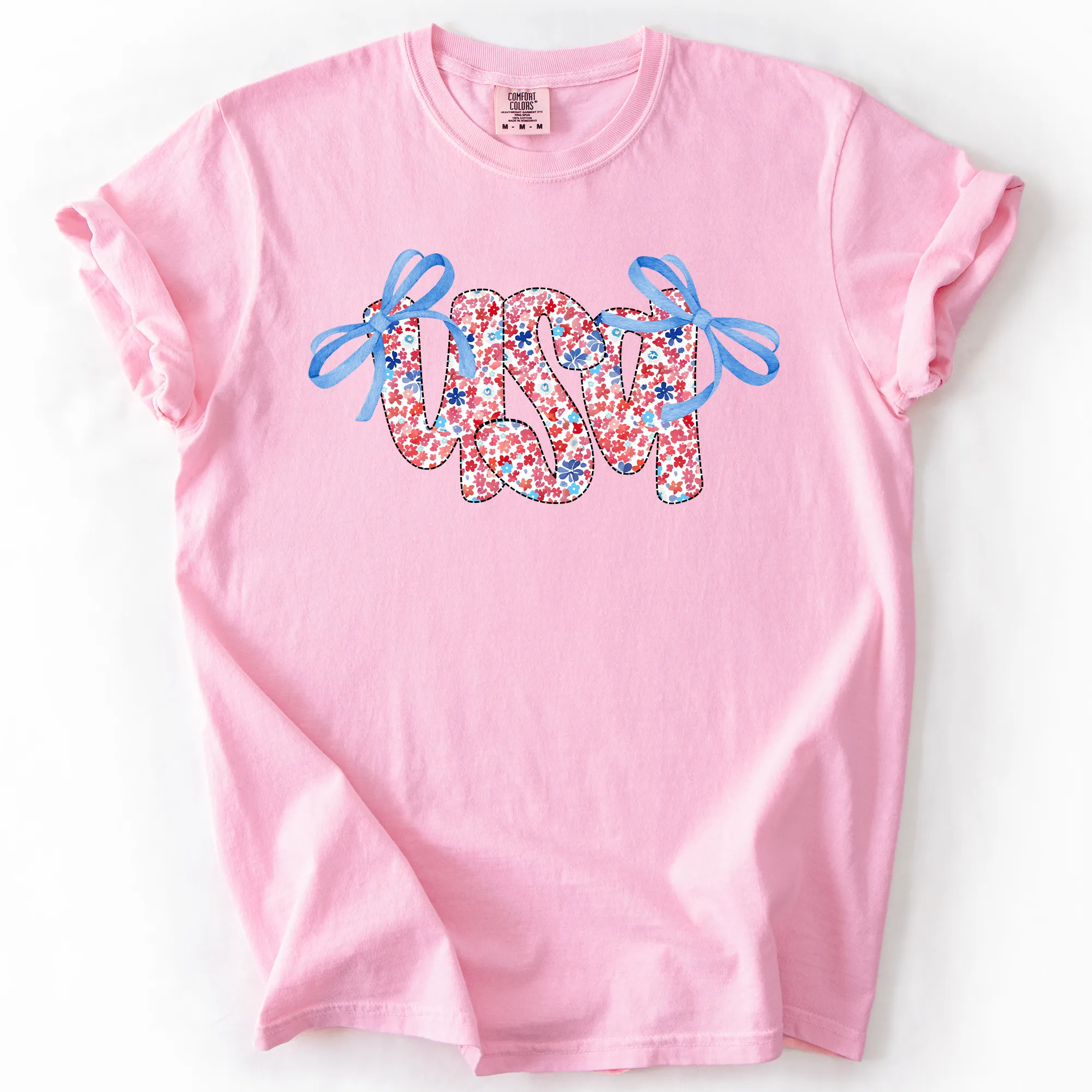 USA Ribbons, Coquette, Fourth of July, America, Patriotic, USA, Comfort Colors T-Shirt sold by Refinery Number One product image thumbnail 3