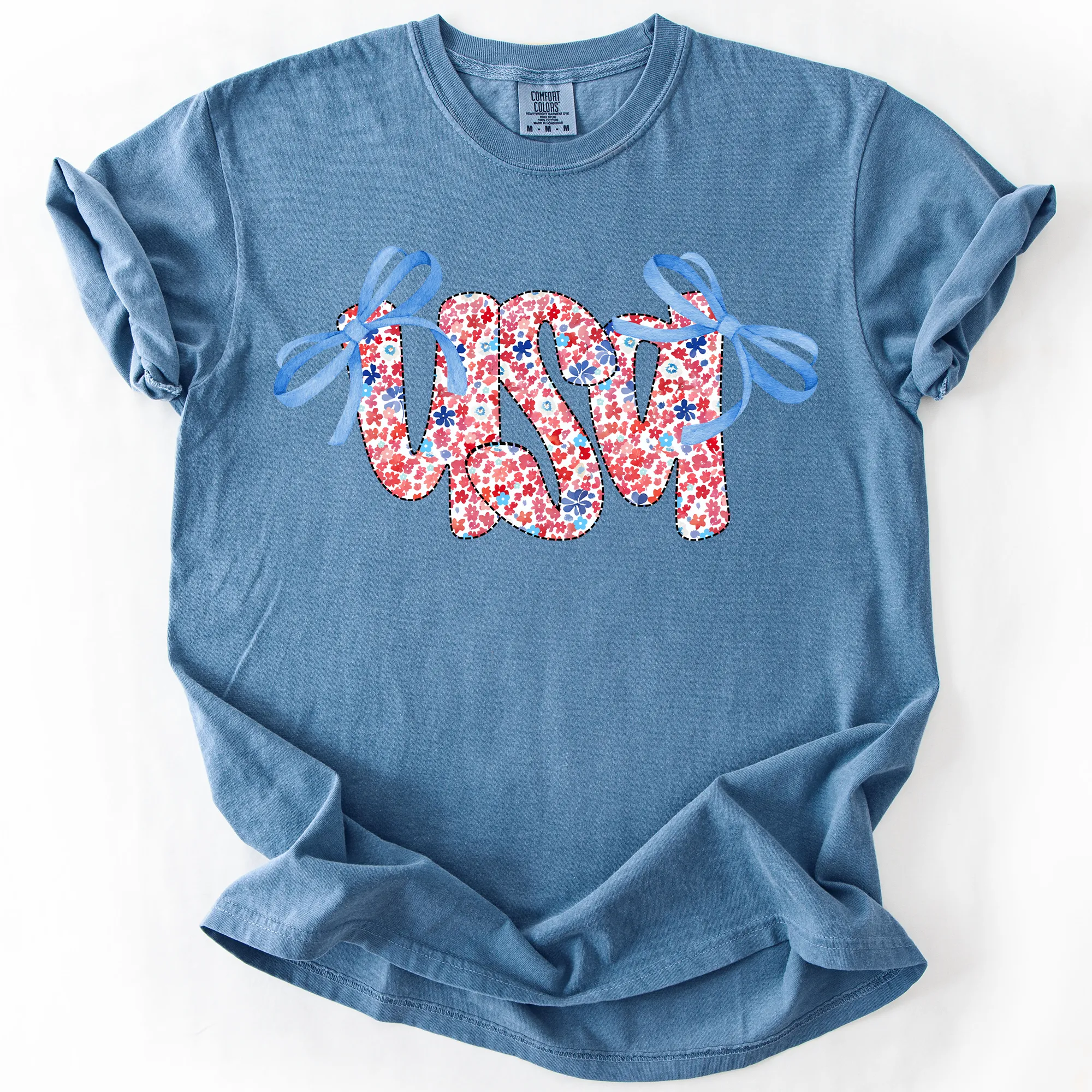 USA Ribbons, Coquette, Fourth of July, America, Patriotic, USA, Comfort Colors T-Shirt sold by Refinery Number One product image thumbnail 4