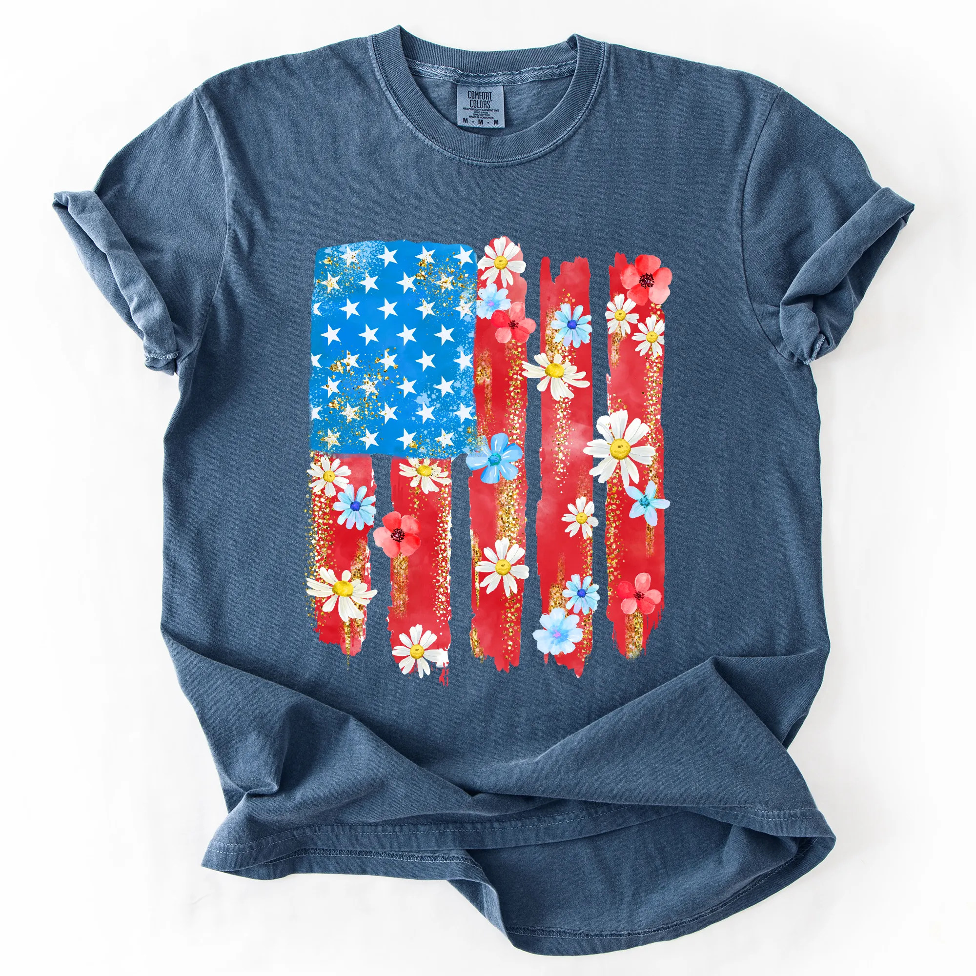 Retro Flower Flag, Fourth of July, America, Patriotic, USA, Comfort Colors T-Shirt sold by Refinery Number One product image thumbnail 4