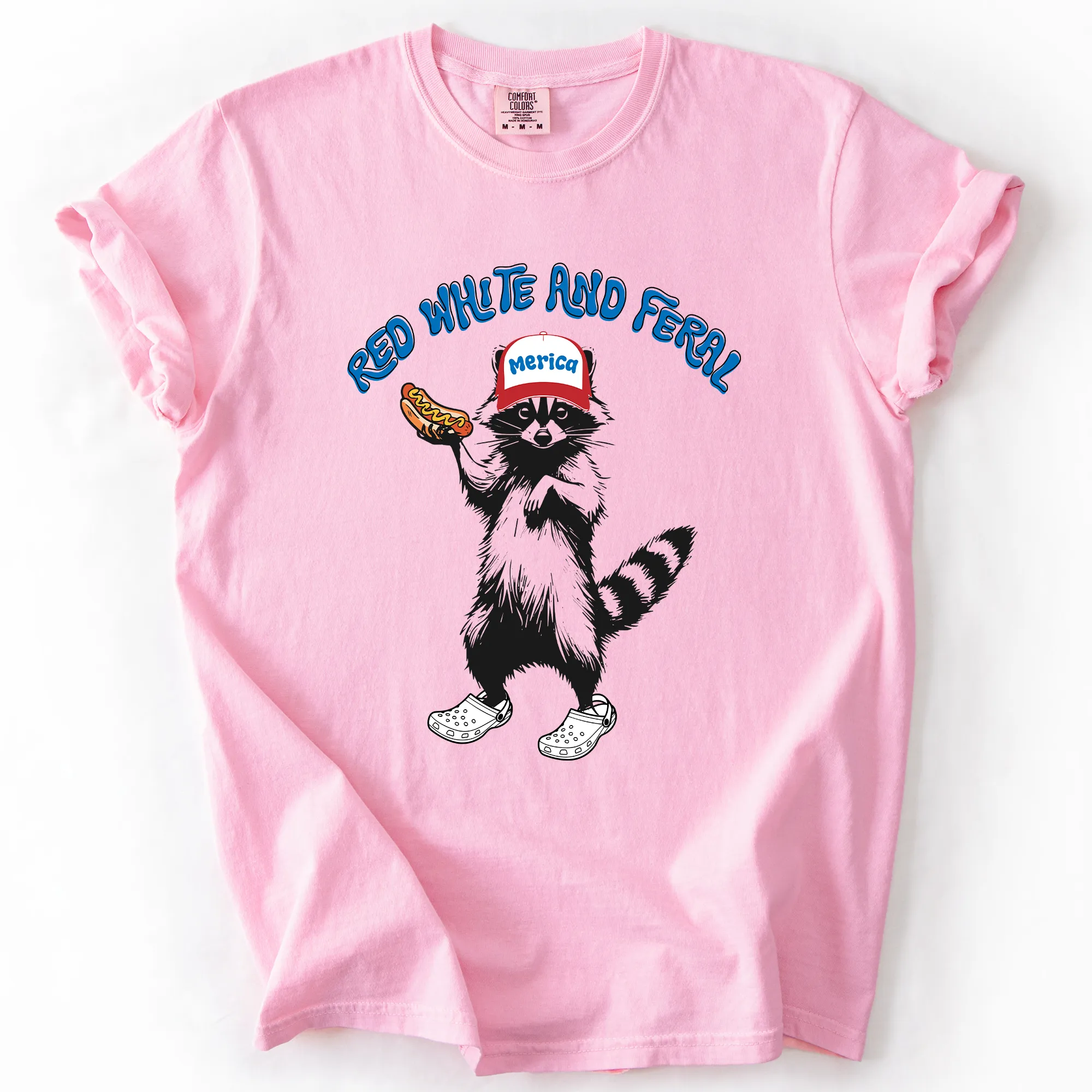 Red White And Feral Raccoon Funny Fourth Of July Patriotic USA Comfort Colors Tee sold by Refinery Number One product image thumbnail 2