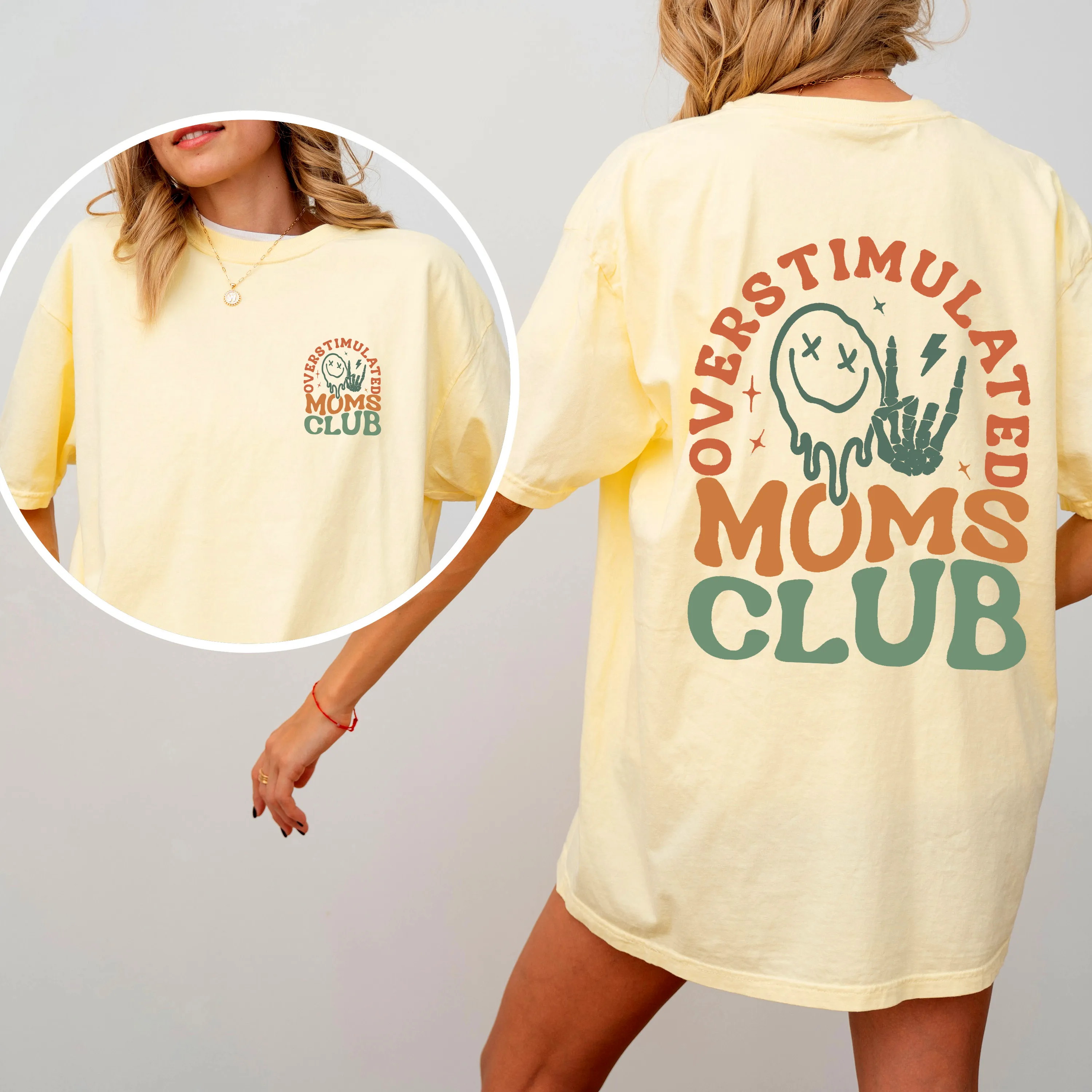Overstimulated Mom's Club, Trend, Mama, Mother, Funny Mom, Comfort Colors T-Shirt sold by Refinery Number One product image thumbnail 3