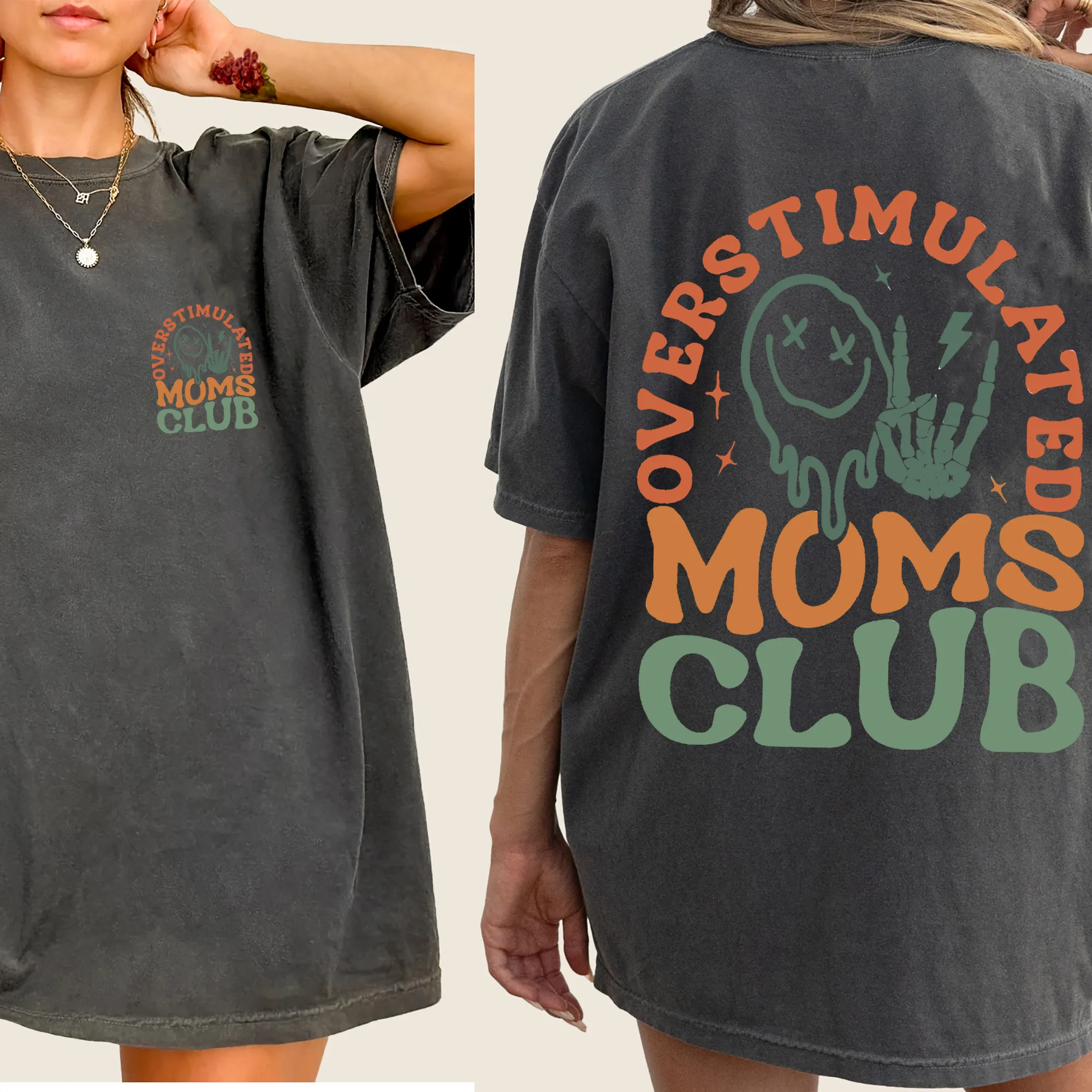 Overstimulated Mom's Club, Trend, Mama, Mother, Funny Mom, Comfort Colors T-Shirt sold by Refinery Number One product image thumbnail 4
