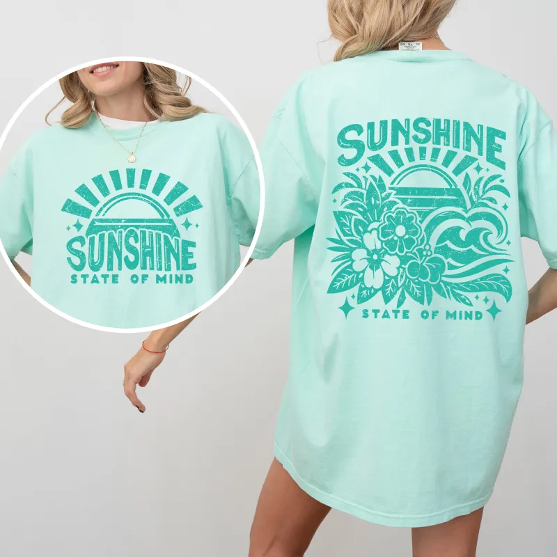 Sunshine State of Mind, Retro, Front and Back, Retro Beach, Summer, Comfort Colors T-Shirt sold by Refinery Number One
