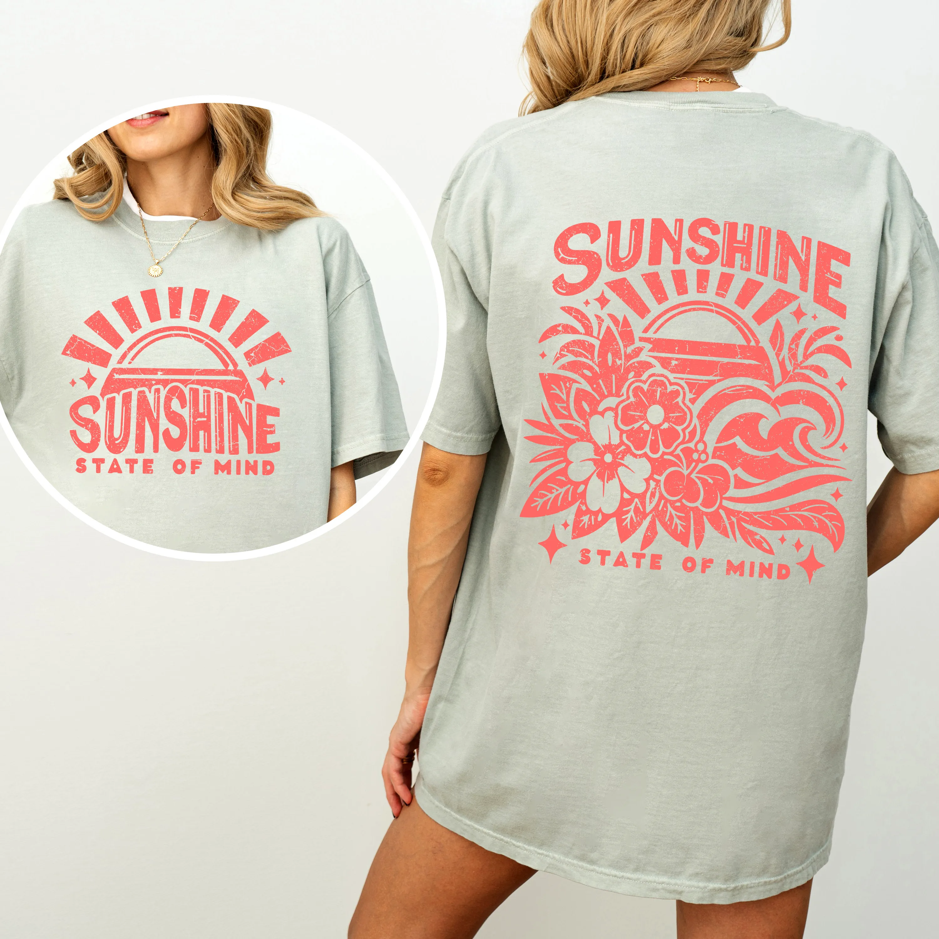 Sunshine State of Mind, Front and Back, Retro Beach, Summer, Comfort Colors T-Shirt sold by Refinery Number One product image thumbnail 4
