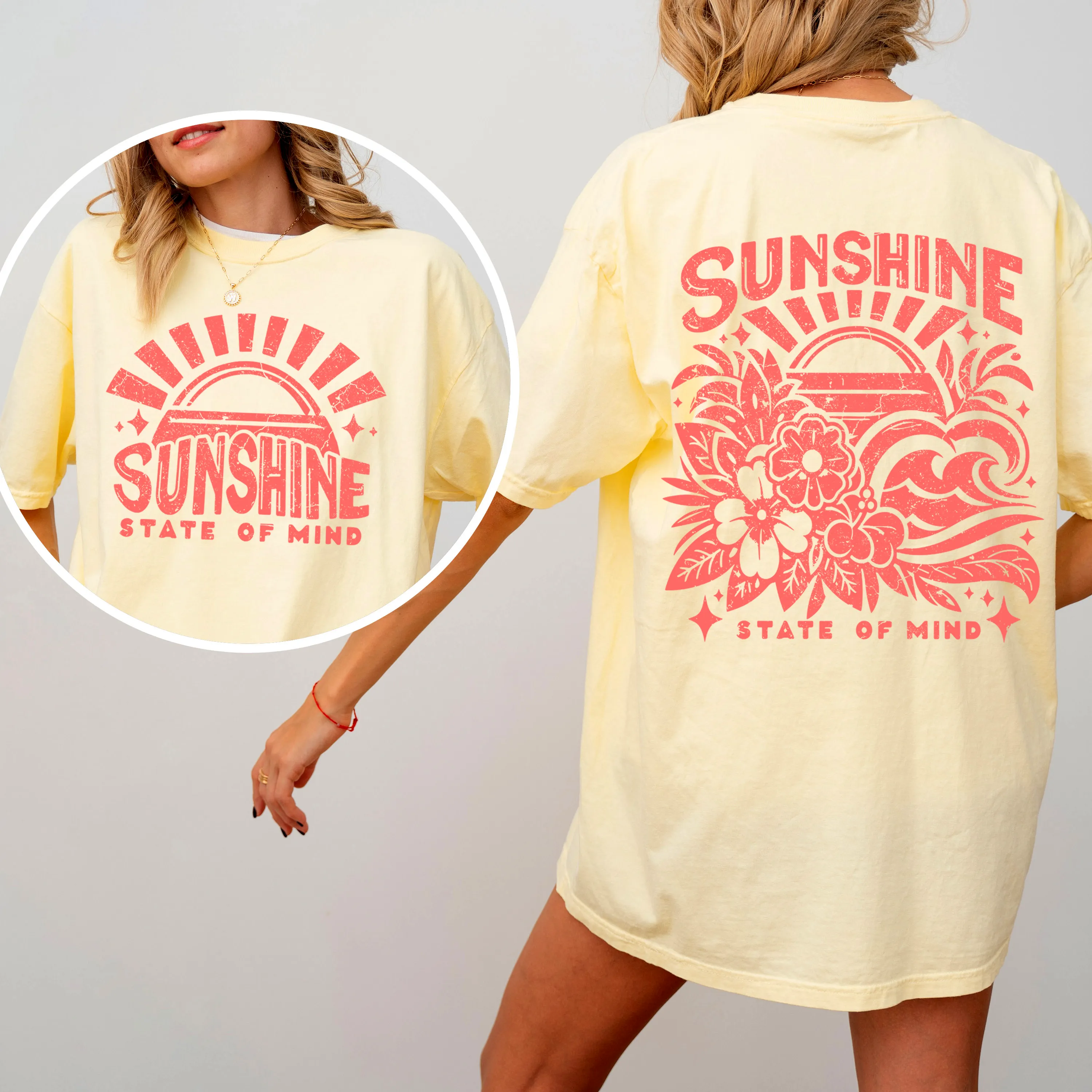 Sunshine State of Mind, Front and Back, Retro Beach, Summer, Comfort Colors T-Shirt sold by Refinery Number One