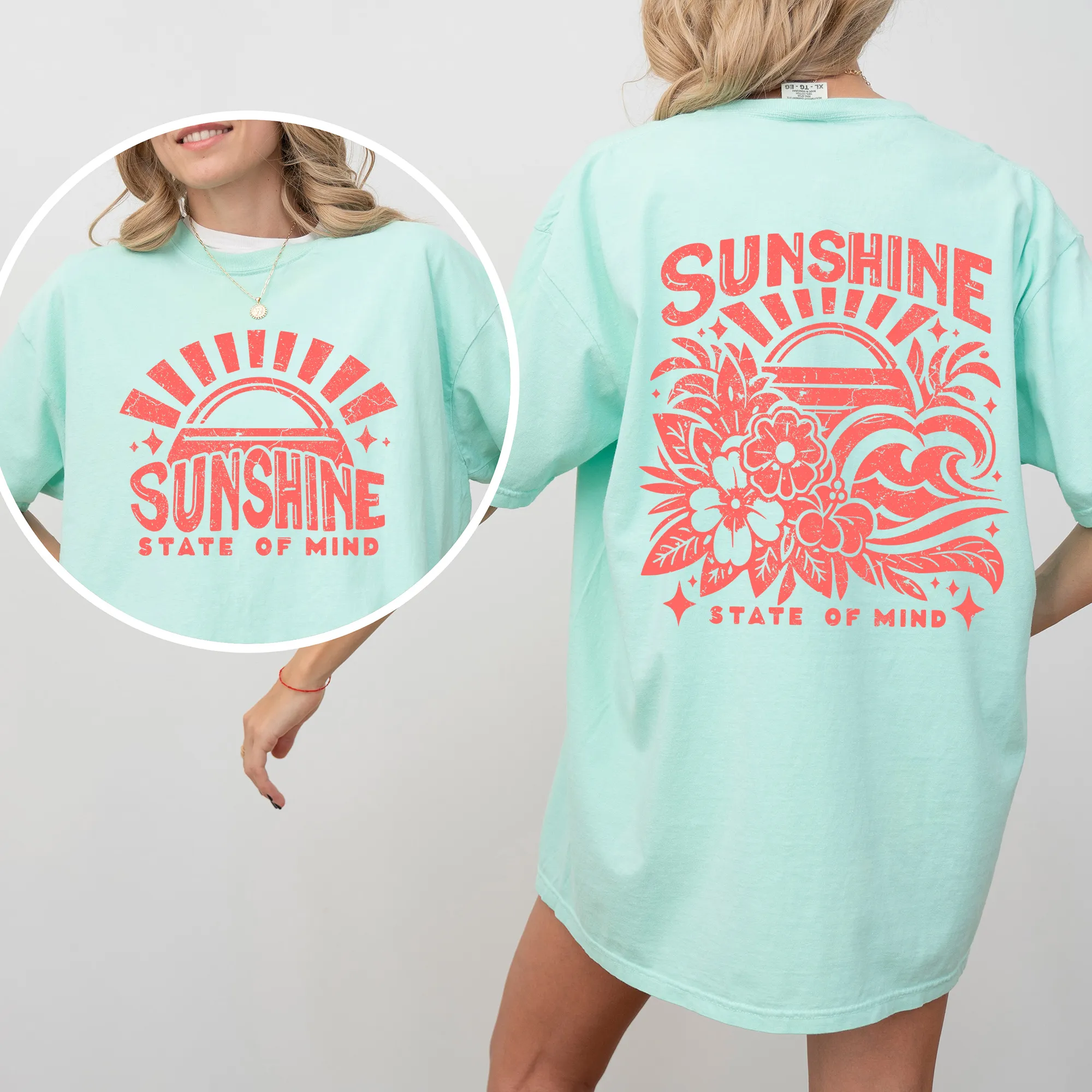 Sunshine State of Mind, Front and Back, Retro Beach, Summer, Comfort Colors T-Shirt sold by Refinery Number One product image thumbnail 5