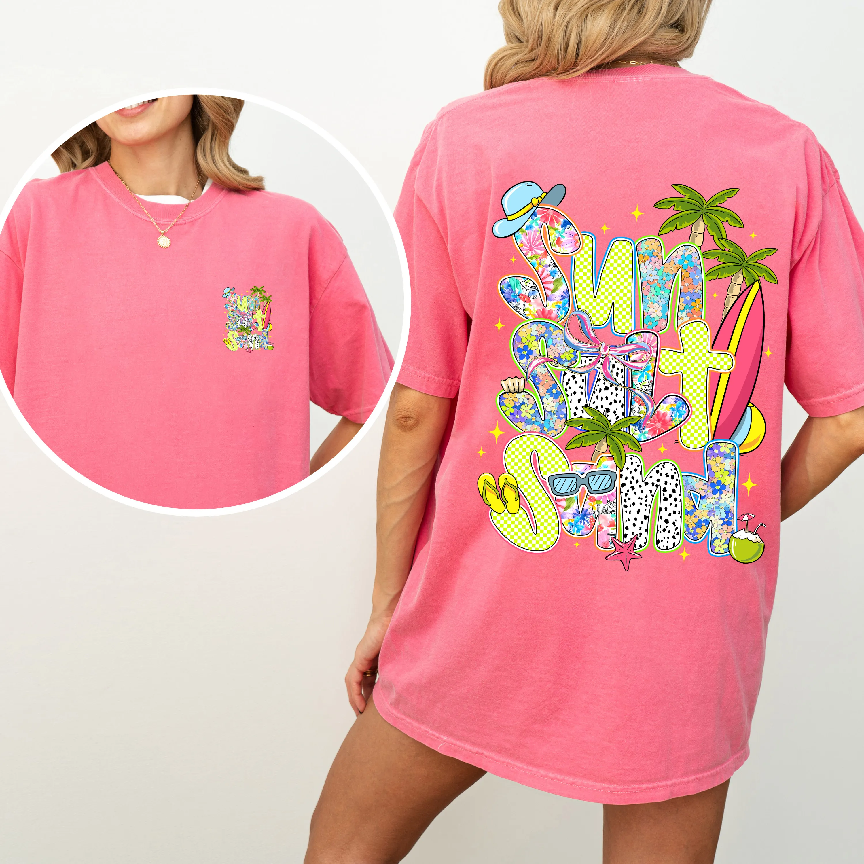 Sun, Salt, Sand, Summer, Beach, Front and Back, Retro, Comfort Colors T-Shirt sold by Refinery Number One product image thumbnail 5