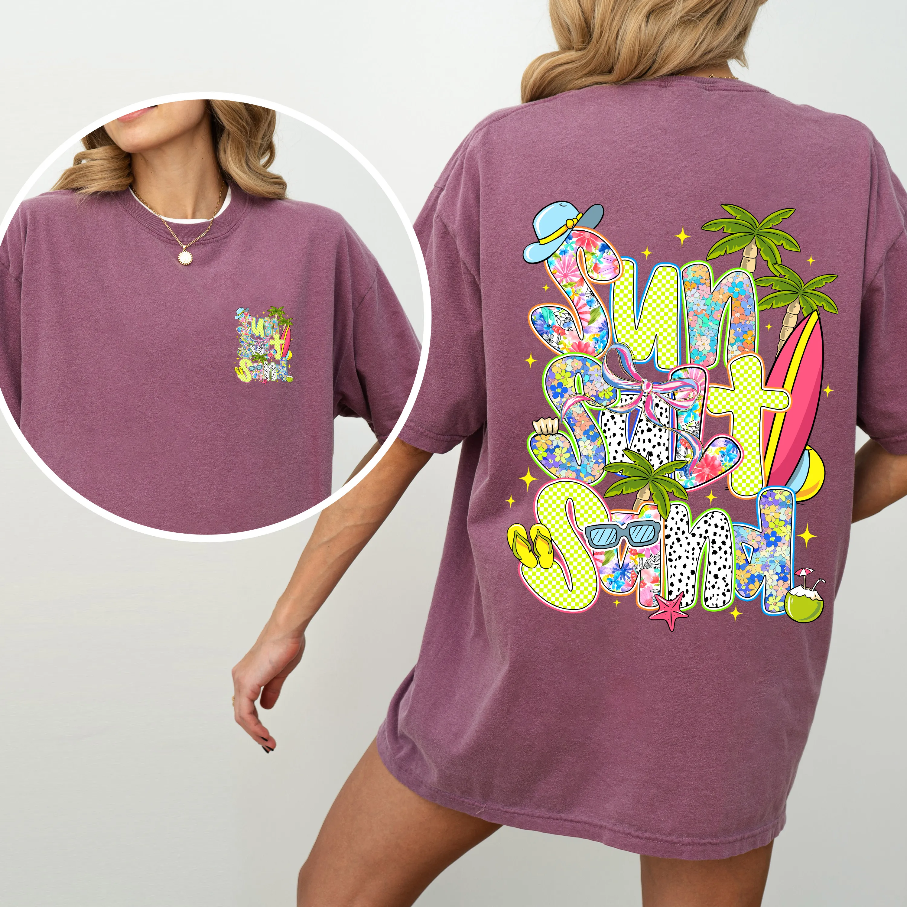 Sun, Salt, Sand, Summer, Beach, Front and Back, Retro, Comfort Colors T-Shirt sold by Refinery Number One product image thumbnail 4