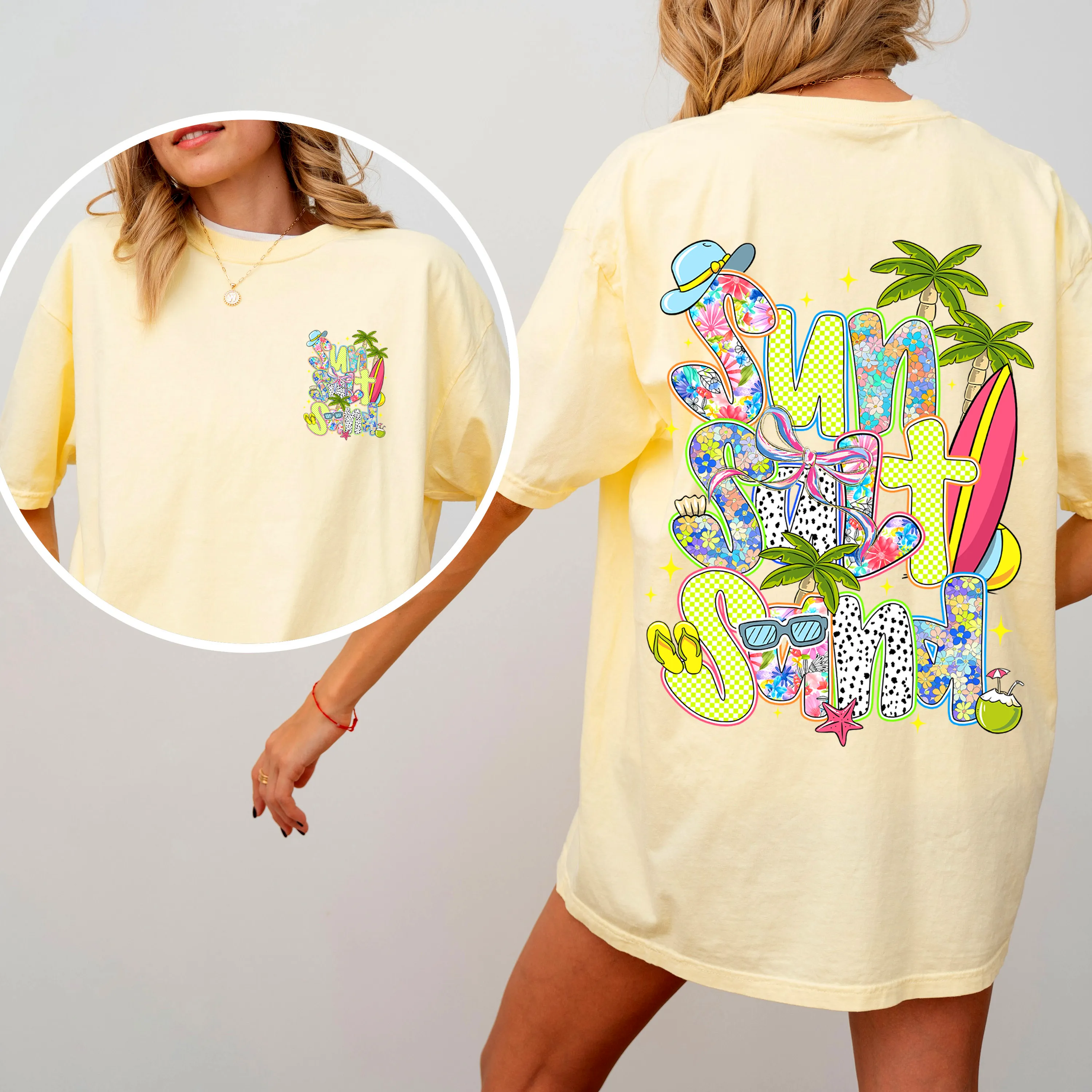 Sun, Salt, Sand, Summer, Beach, Front and Back, Retro, Comfort Colors T-Shirt sold by Refinery Number One product image thumbnail 3