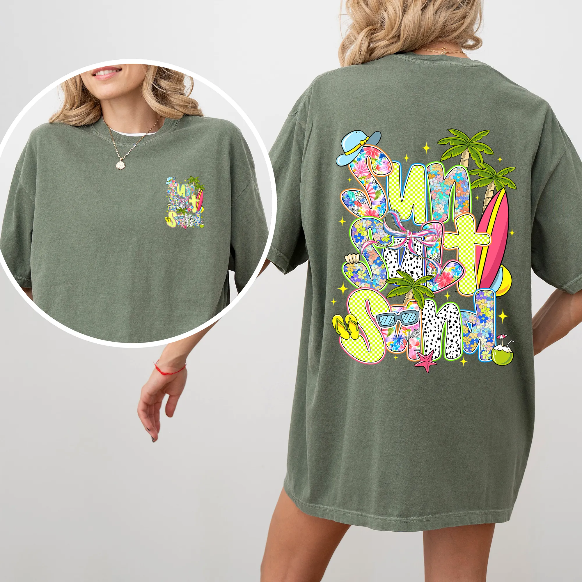 Sun, Salt, Sand, Summer, Beach, Front and Back, Retro, Comfort Colors T-Shirt sold by Refinery Number One product image thumbnail 2