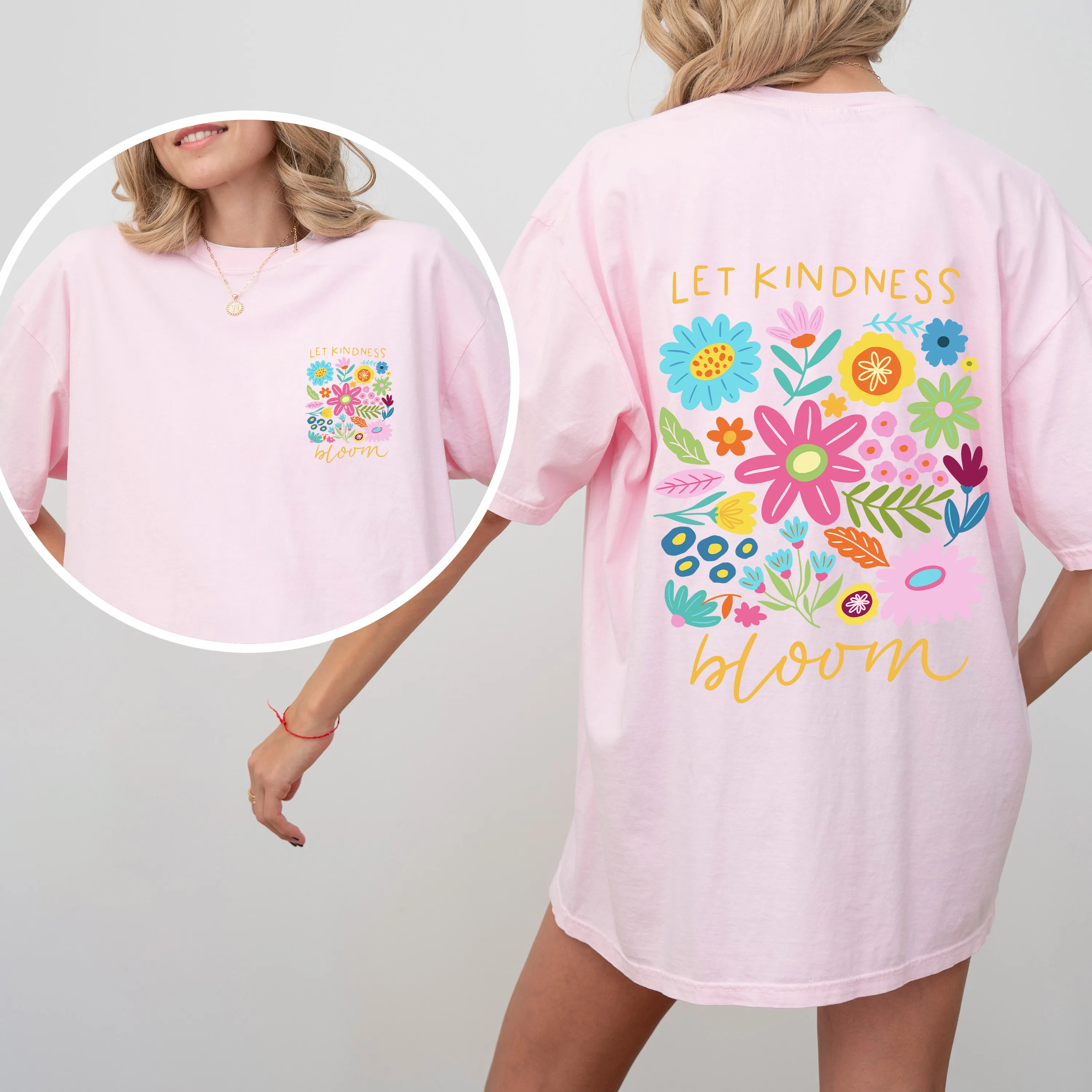 Let Kindness Bloom Front And Back Positivity Mental Health Statement Comfort Colors Tee sold by Refinery Number One product image thumbnail 4