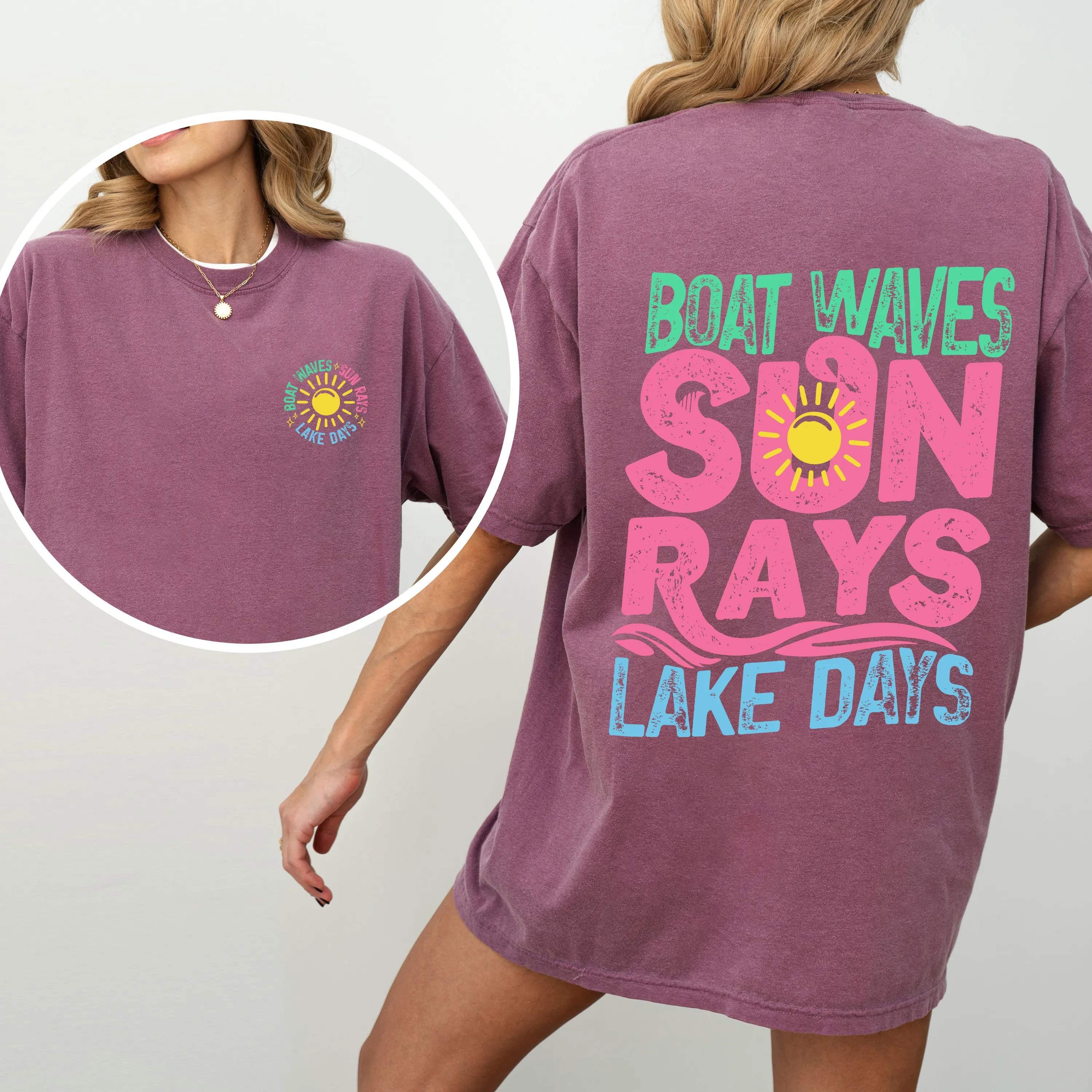 Lake Bum, Sun Rays, Lake Days, Front and Back, Boat, Summer , Comfort Colors T-Shirt sold by Refinery Number One product image thumbnail 5