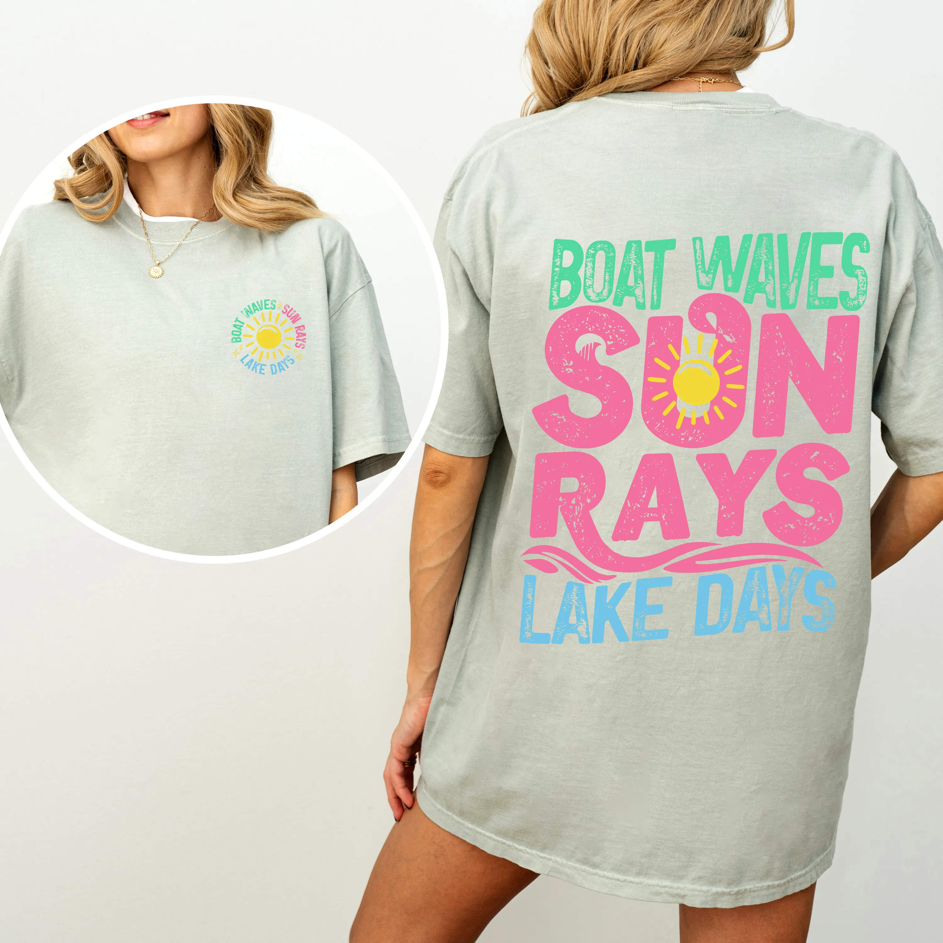 Lake Bum, Sun Rays, Lake Days, Front and Back, Boat, Summer , Comfort Colors T-Shirt sold by Refinery Number One product image thumbnail 4