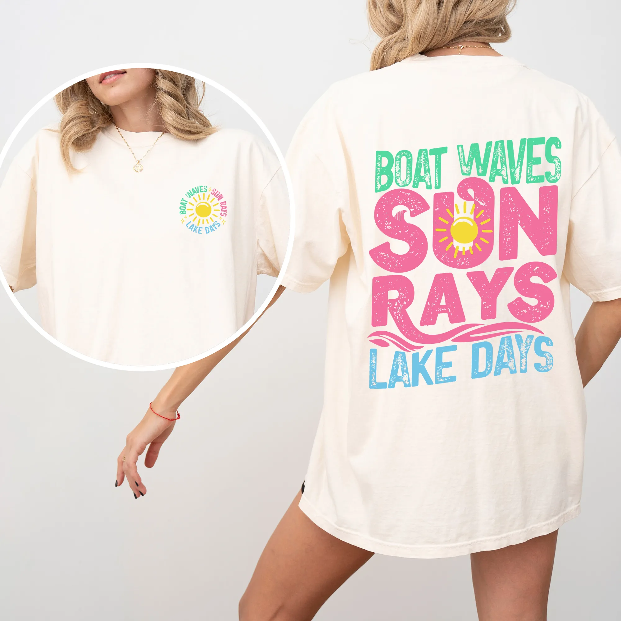 Lake Bum, Sun Rays, Lake Days, Front and Back, Boat, Summer , Comfort Colors T-Shirt sold by Refinery Number One product image thumbnail 2