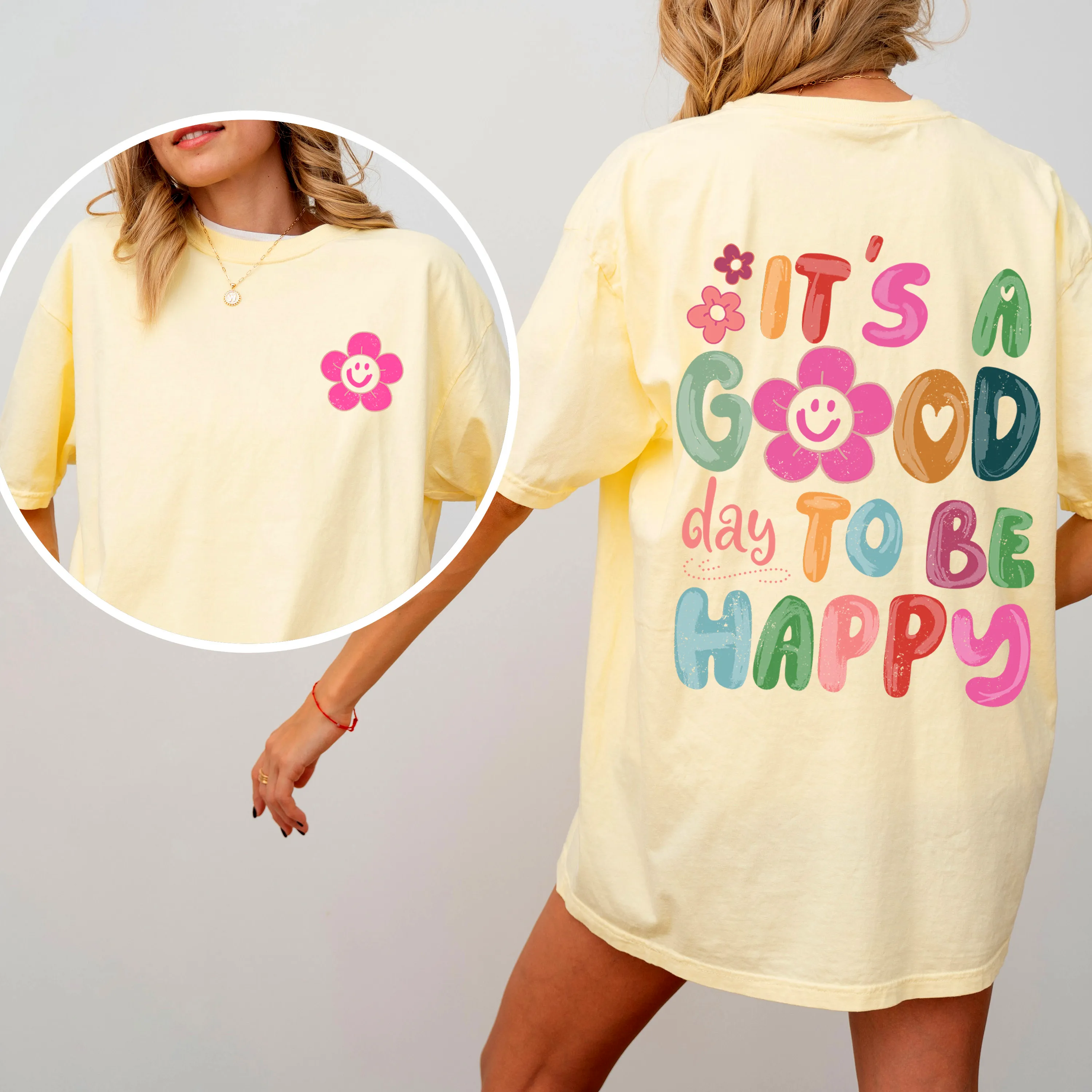 It's A Good Day To Be Happy, Smiling Daisy, Mental Health, Positivity, Comfort Colors T-Shirt sold by Refinery Number One product image thumbnail 3