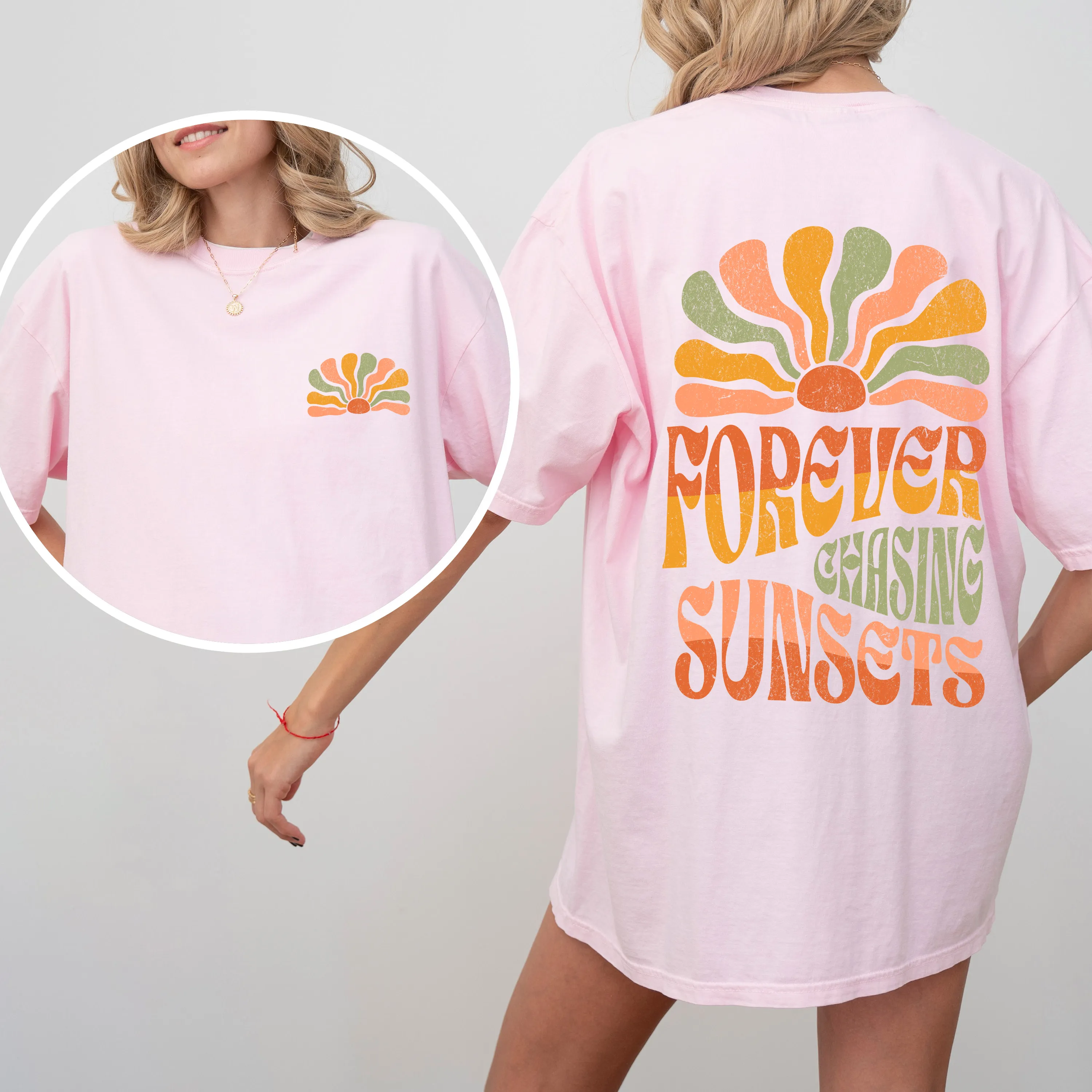 Forever Chasing Sunsets Retro Groovy Beach Summer Vintage Print Comfort Colors Tee sold by Refinery Number One product image thumbnail 5